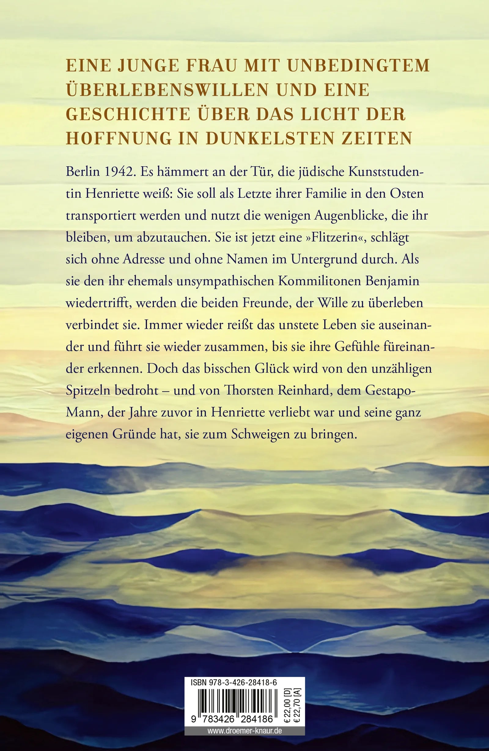 Buchrückseite von 'Der Glashund' mit Klappentext - Gebundene Ausgabe
