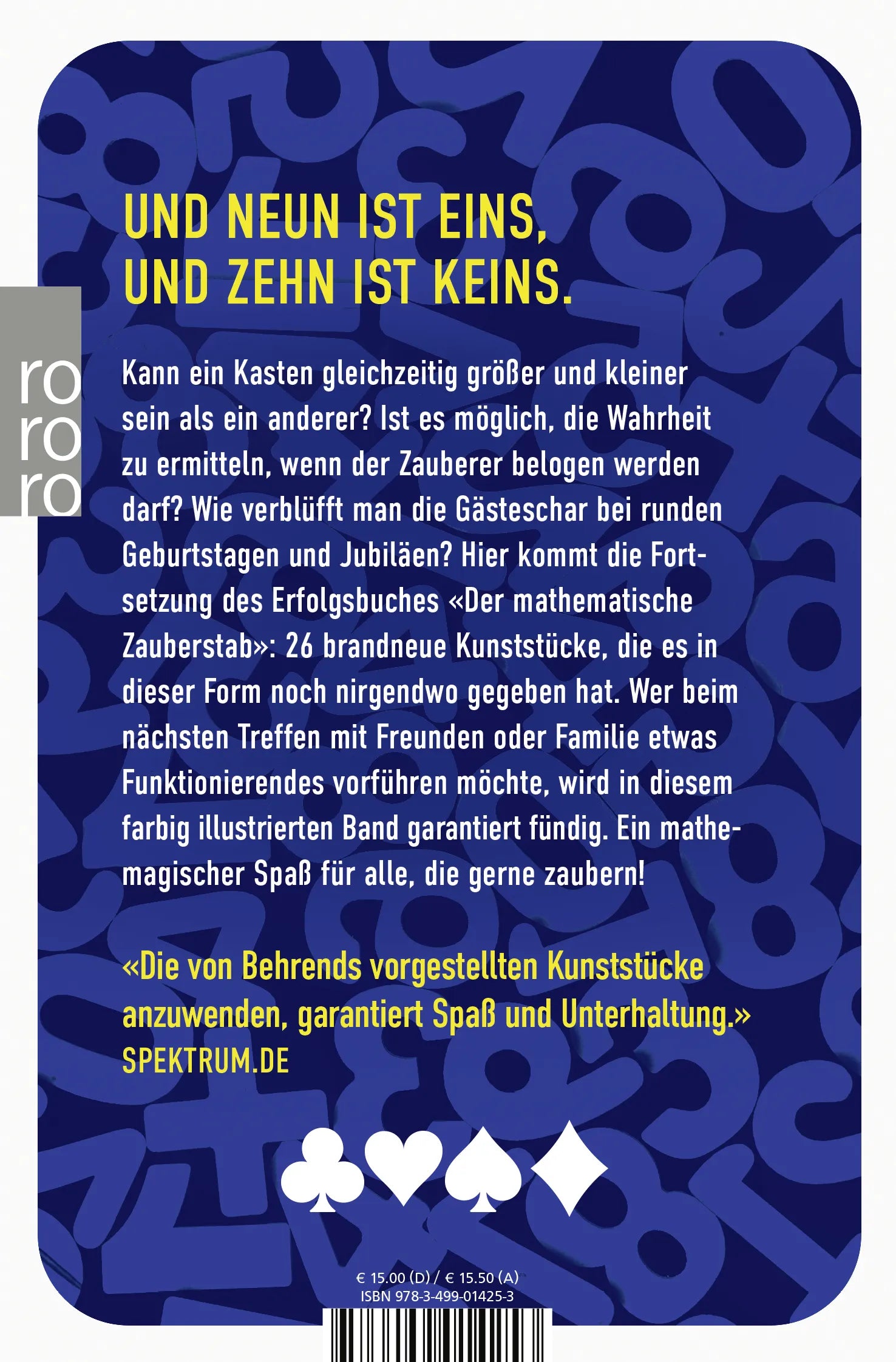 Buchrückseite von 'Der große mathematische Zauberstab' mit Klappentext - Taschenbuch