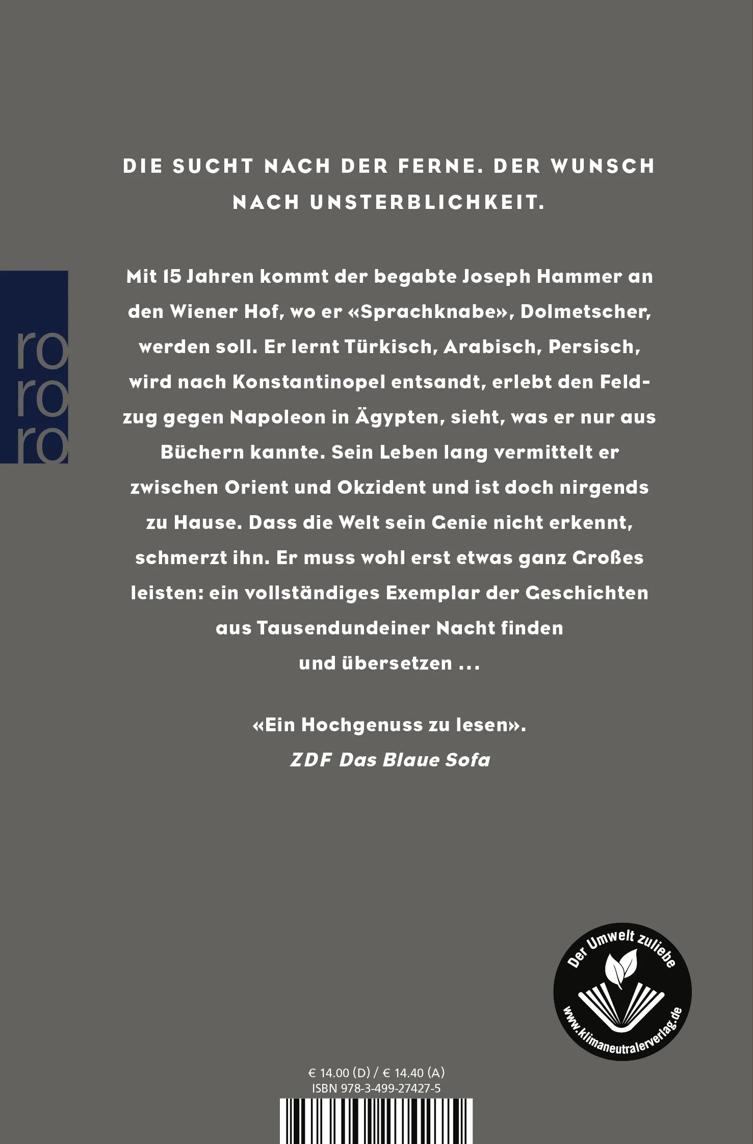 Buchrückseite von 'Der Hammer' mit Klappentext - Taschenbuch