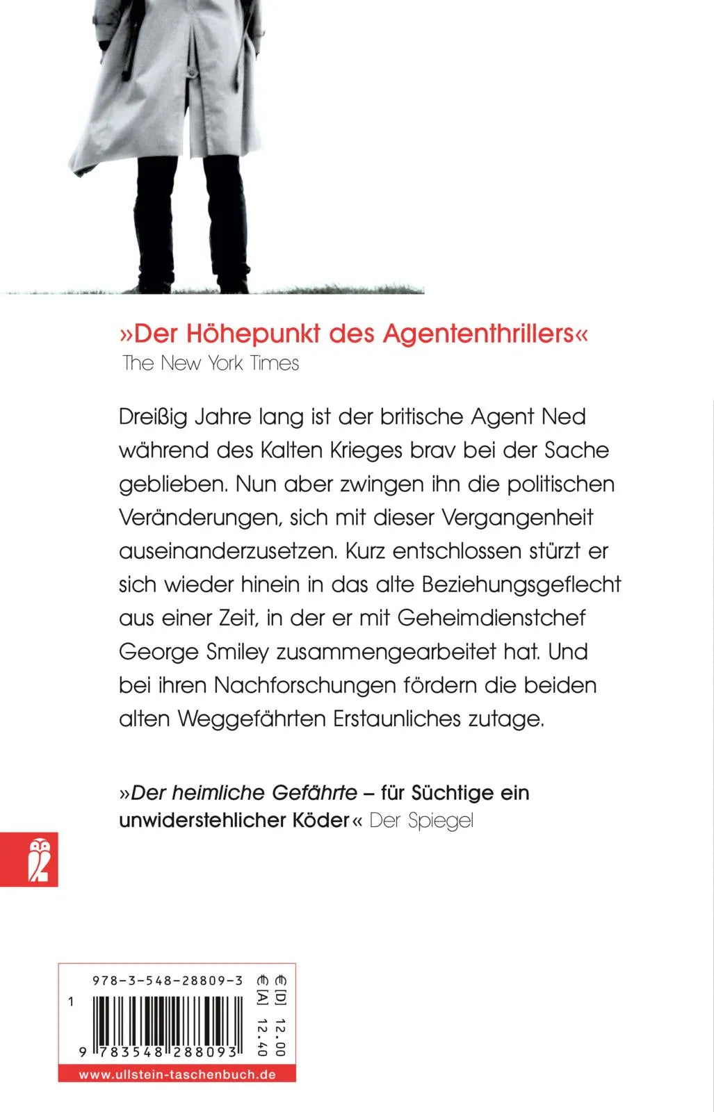 Buchrückseite von 'Der heimliche Gefährte' mit Klappentext - Taschenbuch