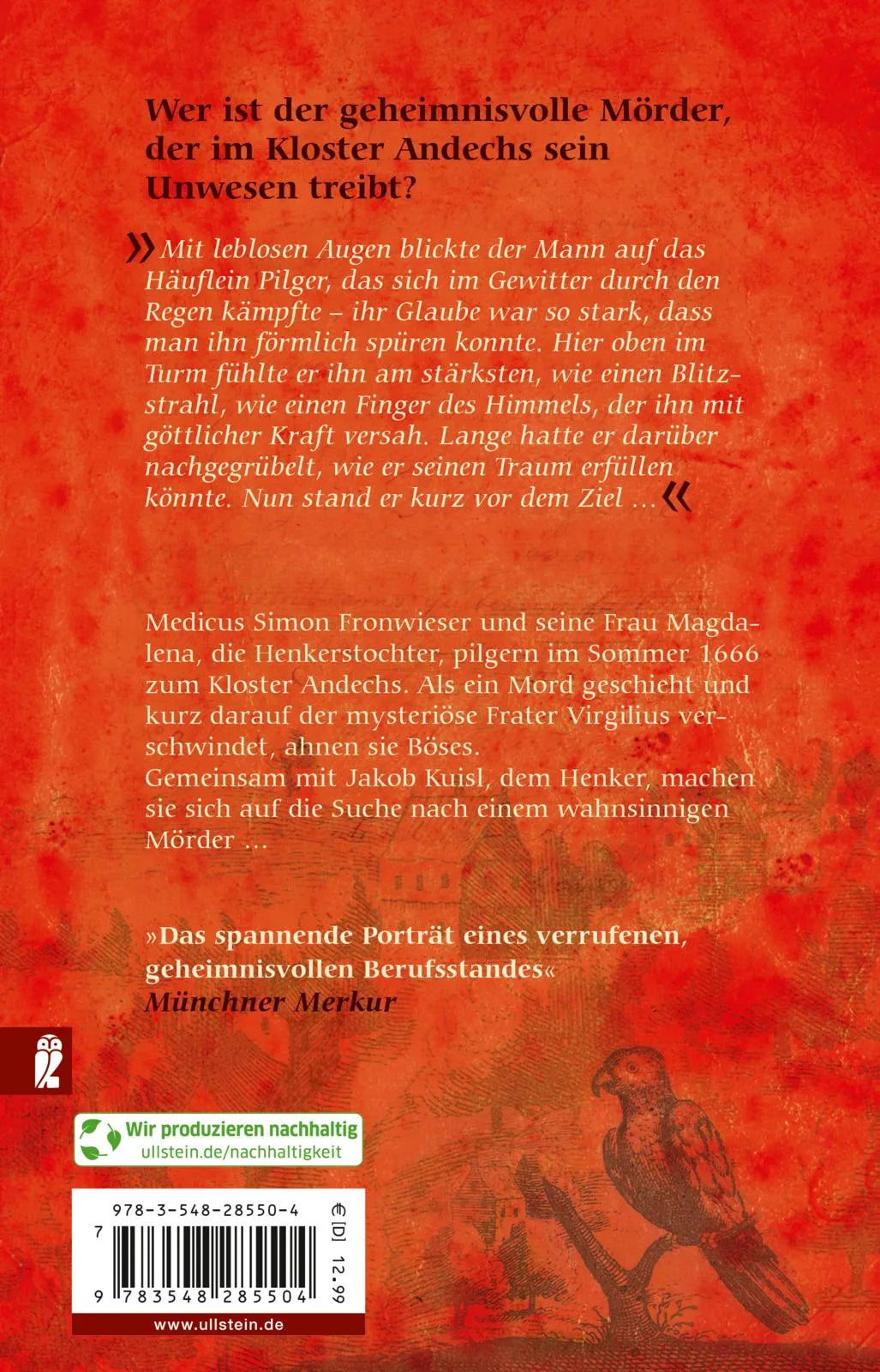 Buchrückseite von 'Der Hexer und die Henkerstochter' mit Klappentext - Taschenbuch