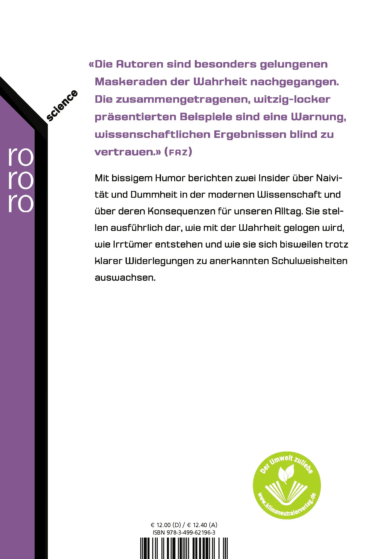 Buchrückseite von 'Der Hund, der Eier legt' mit Klappentext - Taschenbuch
