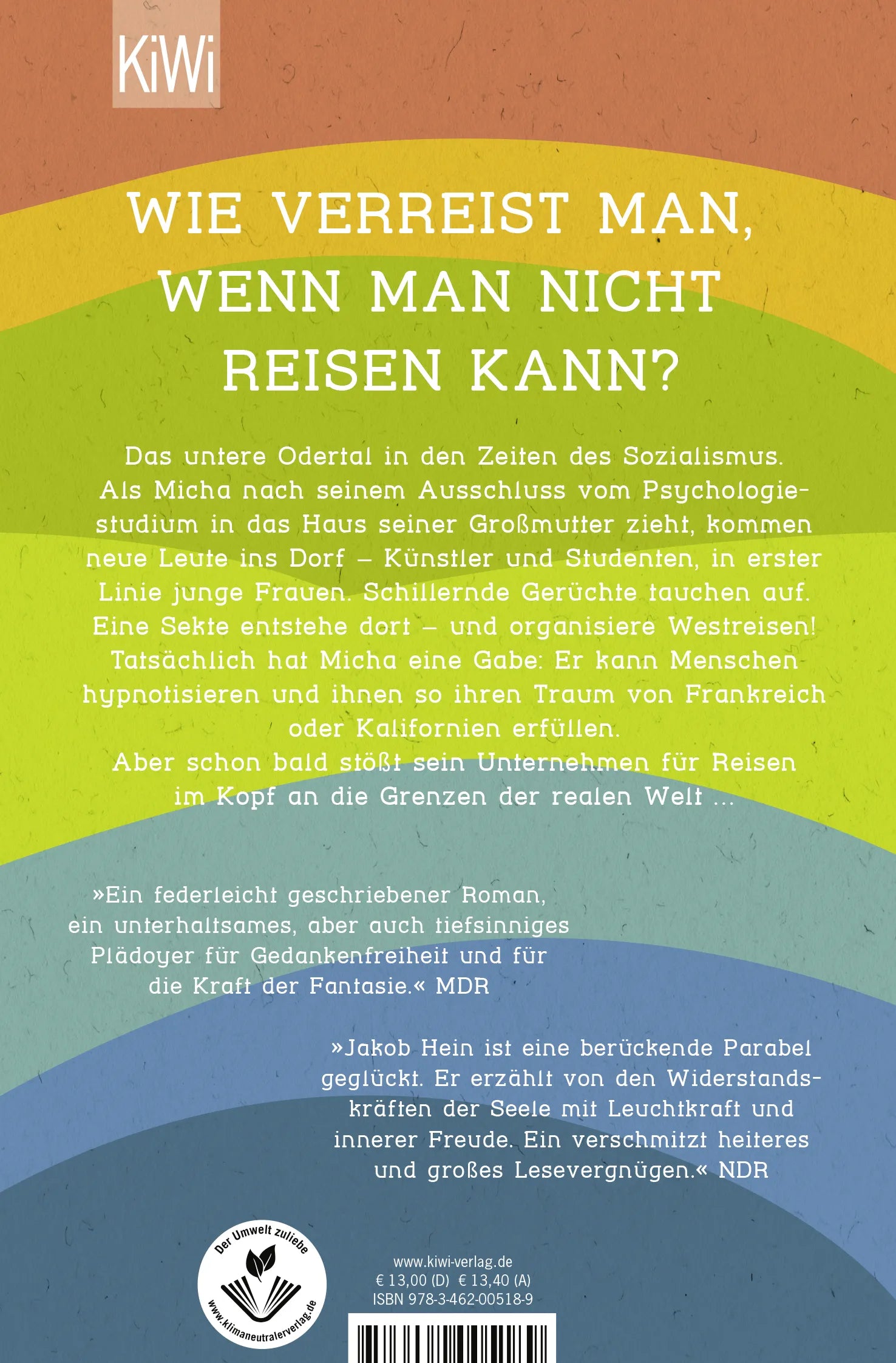 Buchrückseite von 'Der Hypnotiseur oder Nie so glücklich wie im Reich der Gedanken' mit Klappentext - Taschenbuch