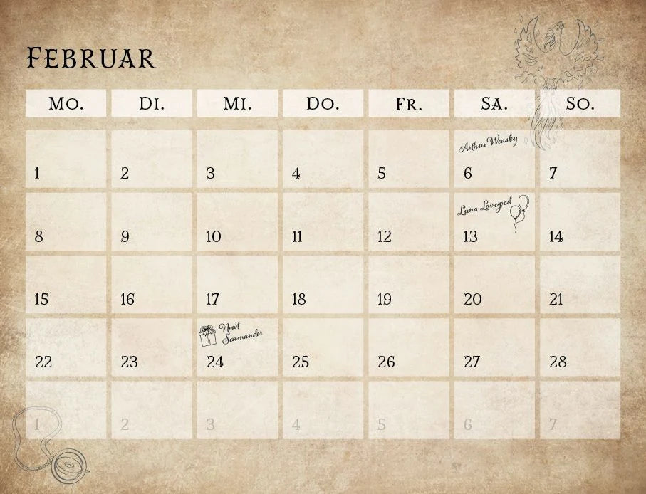 Der inoffizielle Küchenkalender für Harry Potter Fans 2027 – Ansicht