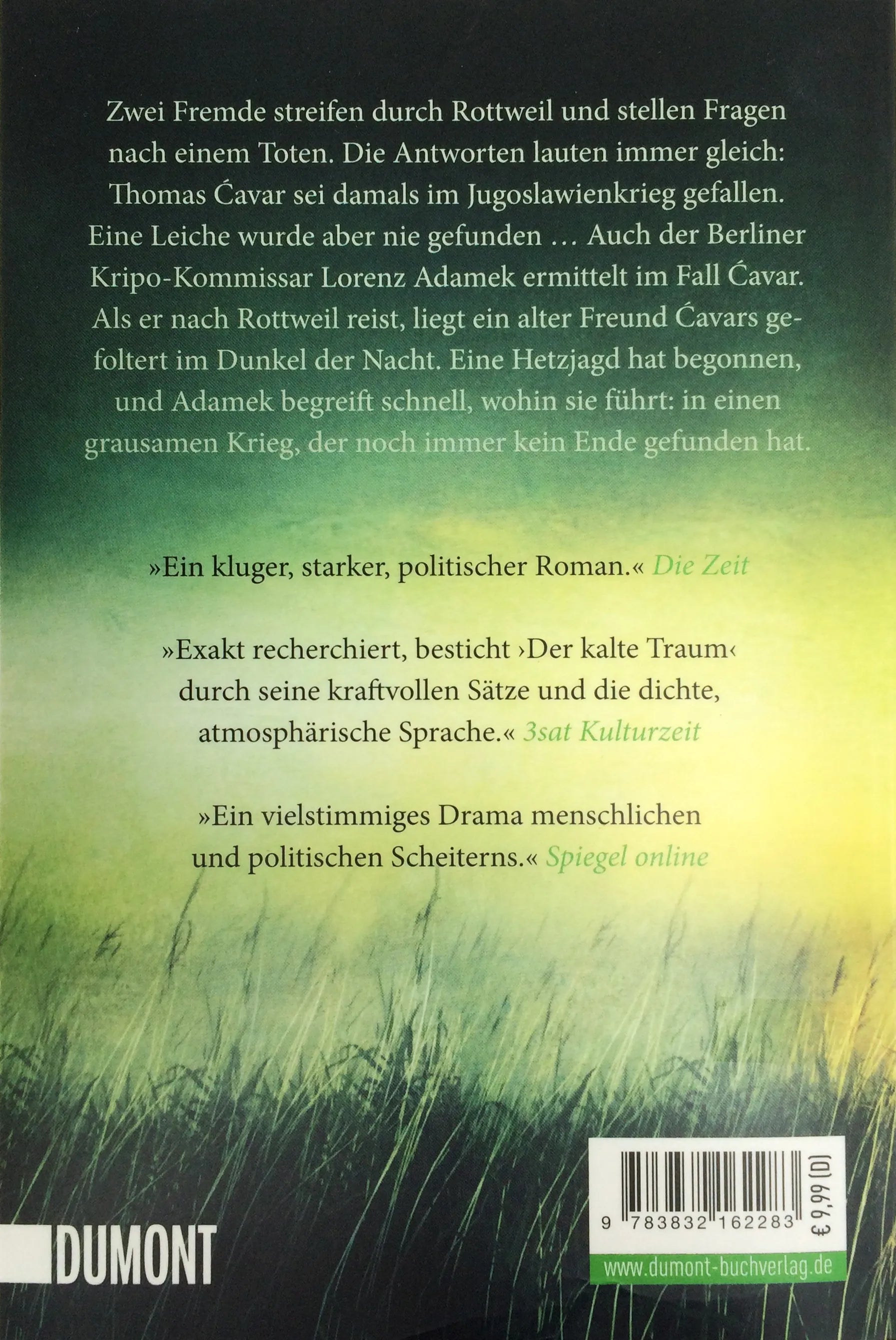 Buchrückseite von 'Der kalte Traum' mit Klappentext - Taschenbuch