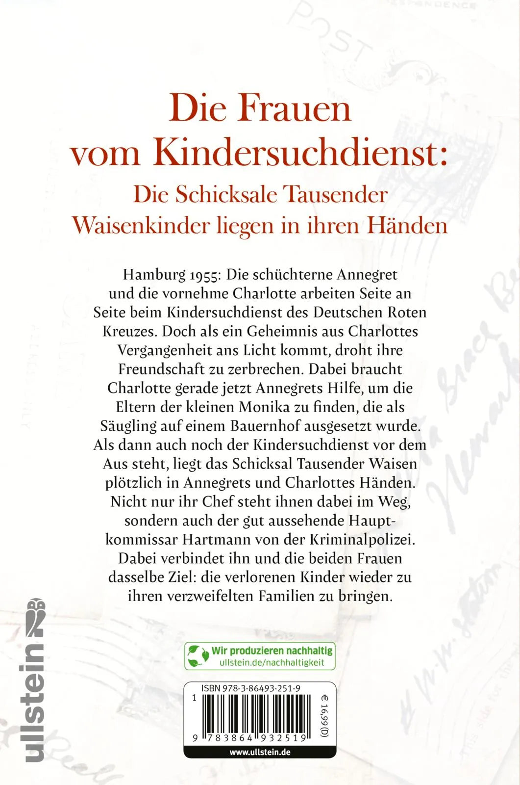 Buchrückseite von 'Der Kindersuchdienst' mit Klappentext - Paperback