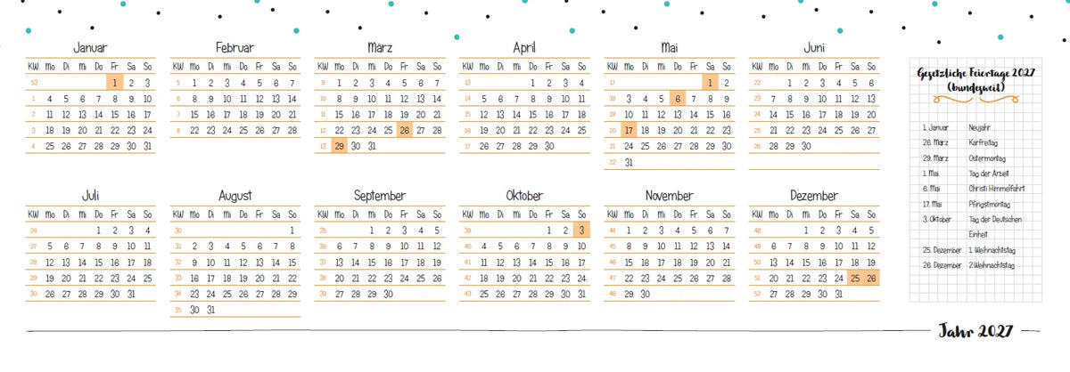 Der Kita-Tischkalender 2027/28 – Ansicht