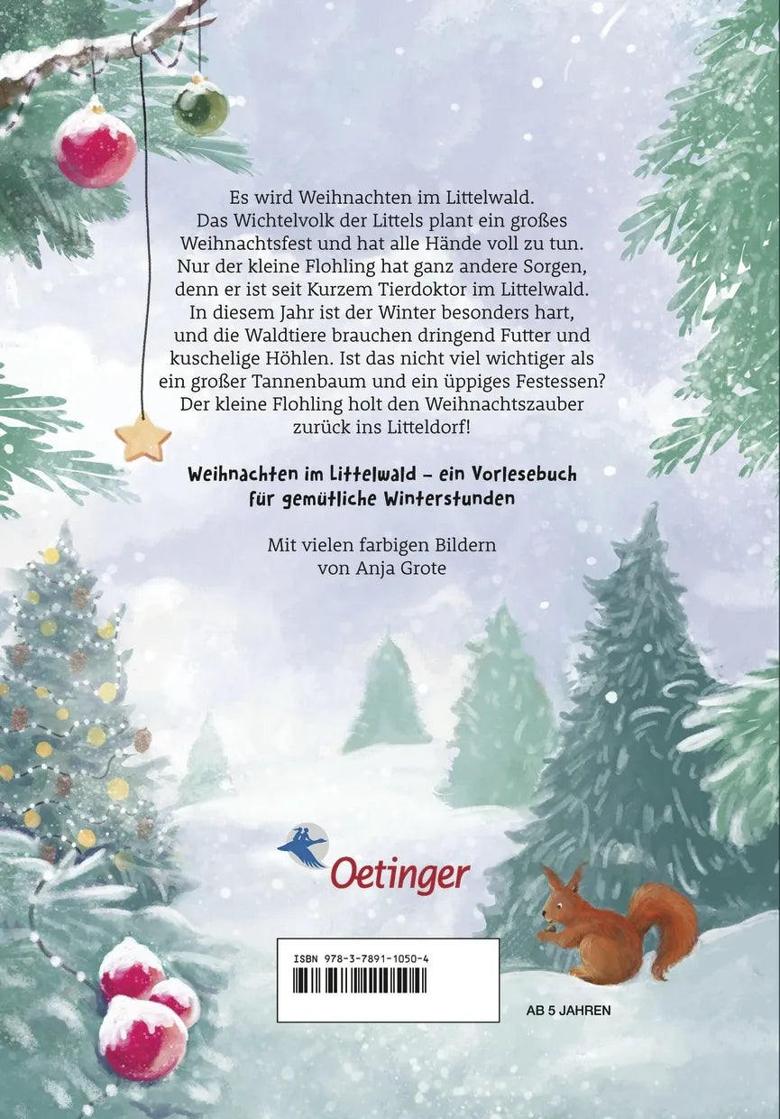 Buchrückseite von 'Der kleine Flohling 2. Weihnachten im Littelwald' mit Klappentext - Gebundene Ausgabe