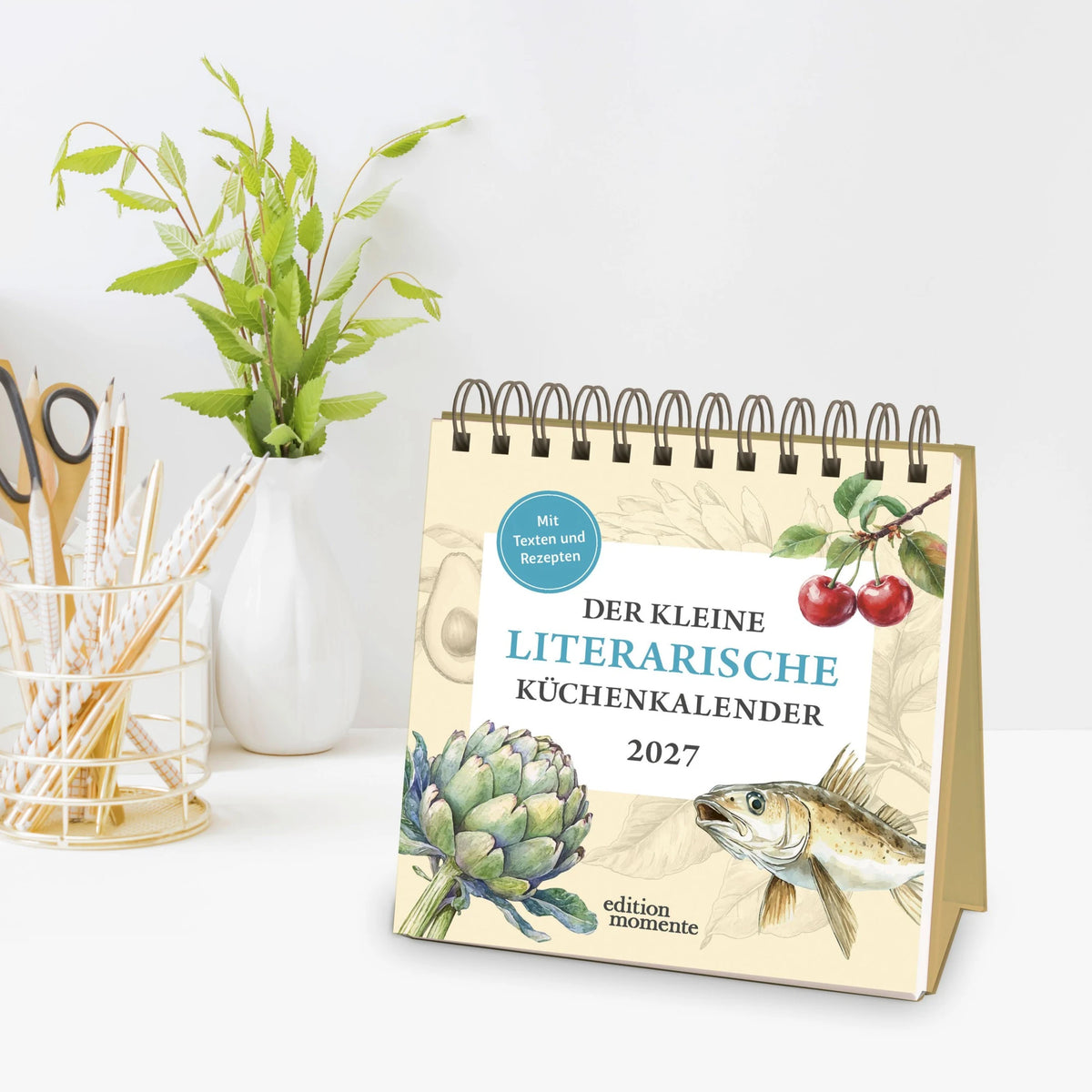 Der kleine literarische Küchenkalender Premium-Postkartenkalender 2027 - Mit Texten und Rezepten – Ansicht