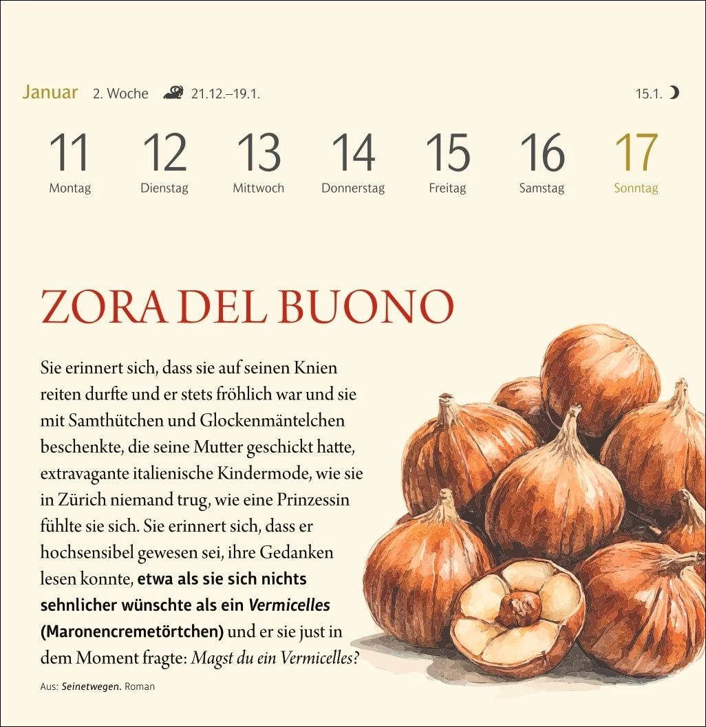 Der kleine literarische Küchenkalender Premium-Postkartenkalender 2027 - Mit Texten und Rezepten – Ansicht