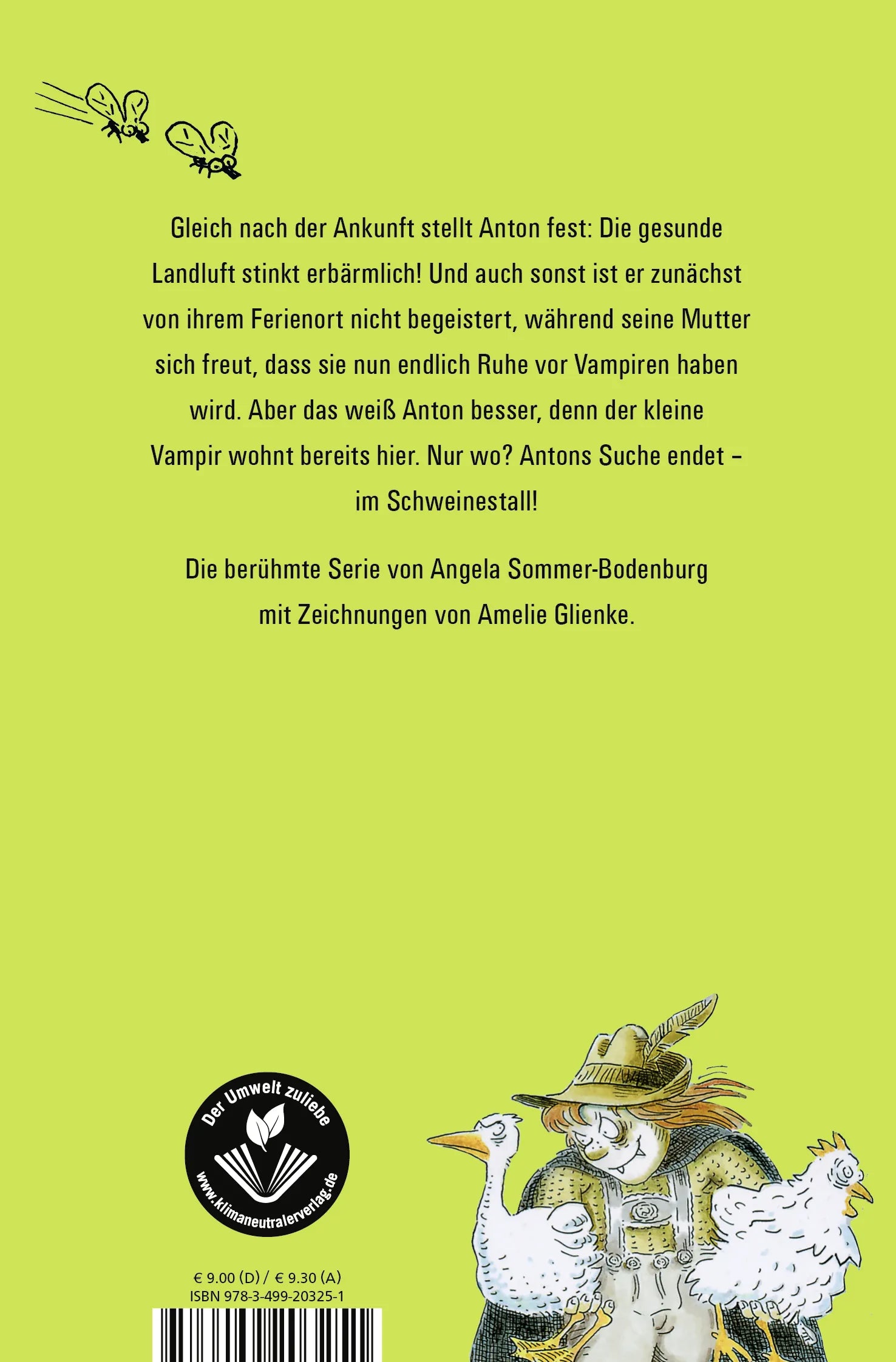 Buchrückseite von 'Der kleine Vampir auf dem Bauernhof' mit Klappentext - Taschenbuch
