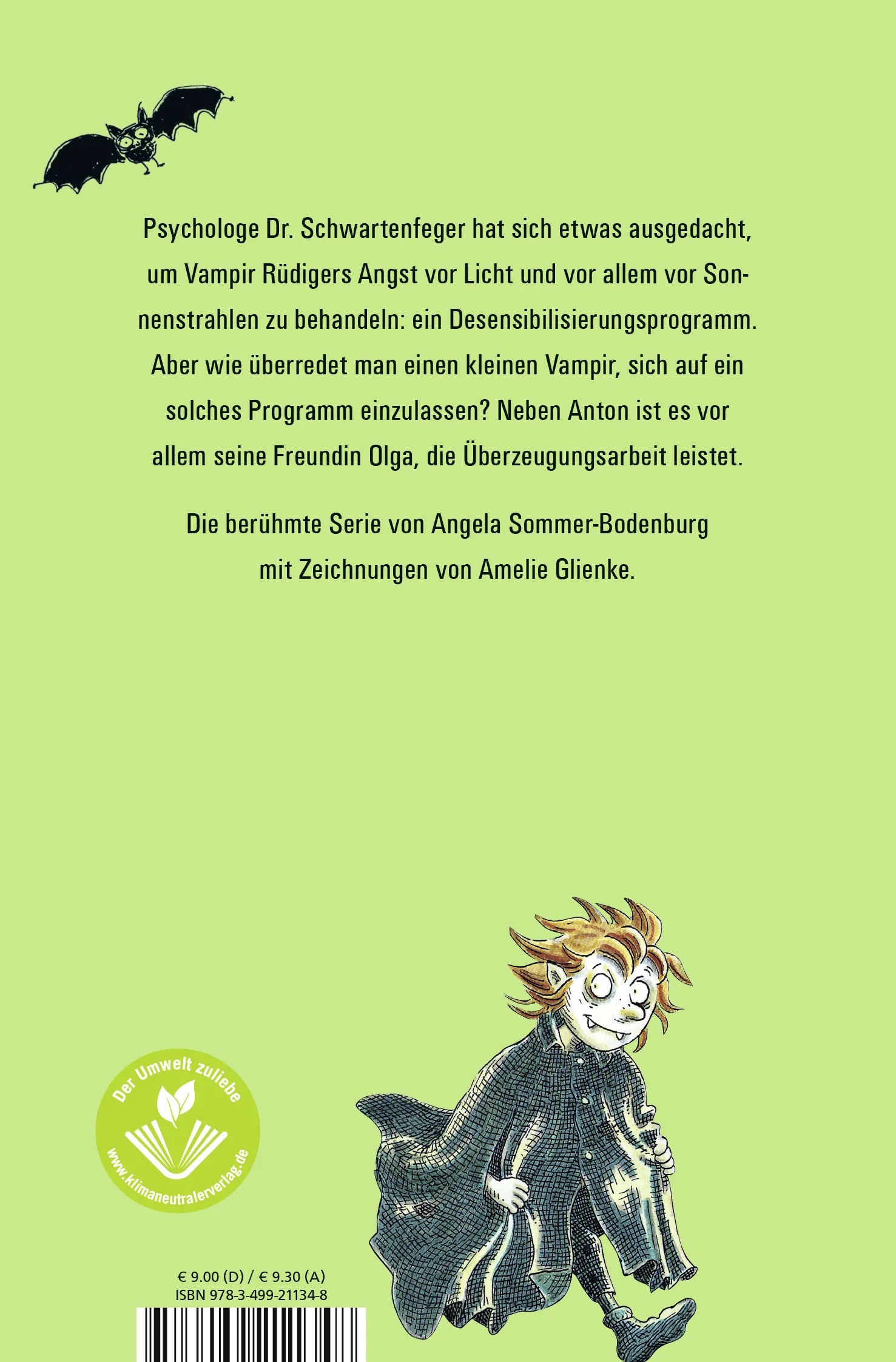 Buchrückseite von 'Der kleine Vampir in der Höhle des Löwen' mit Klappentext - Taschenbuch