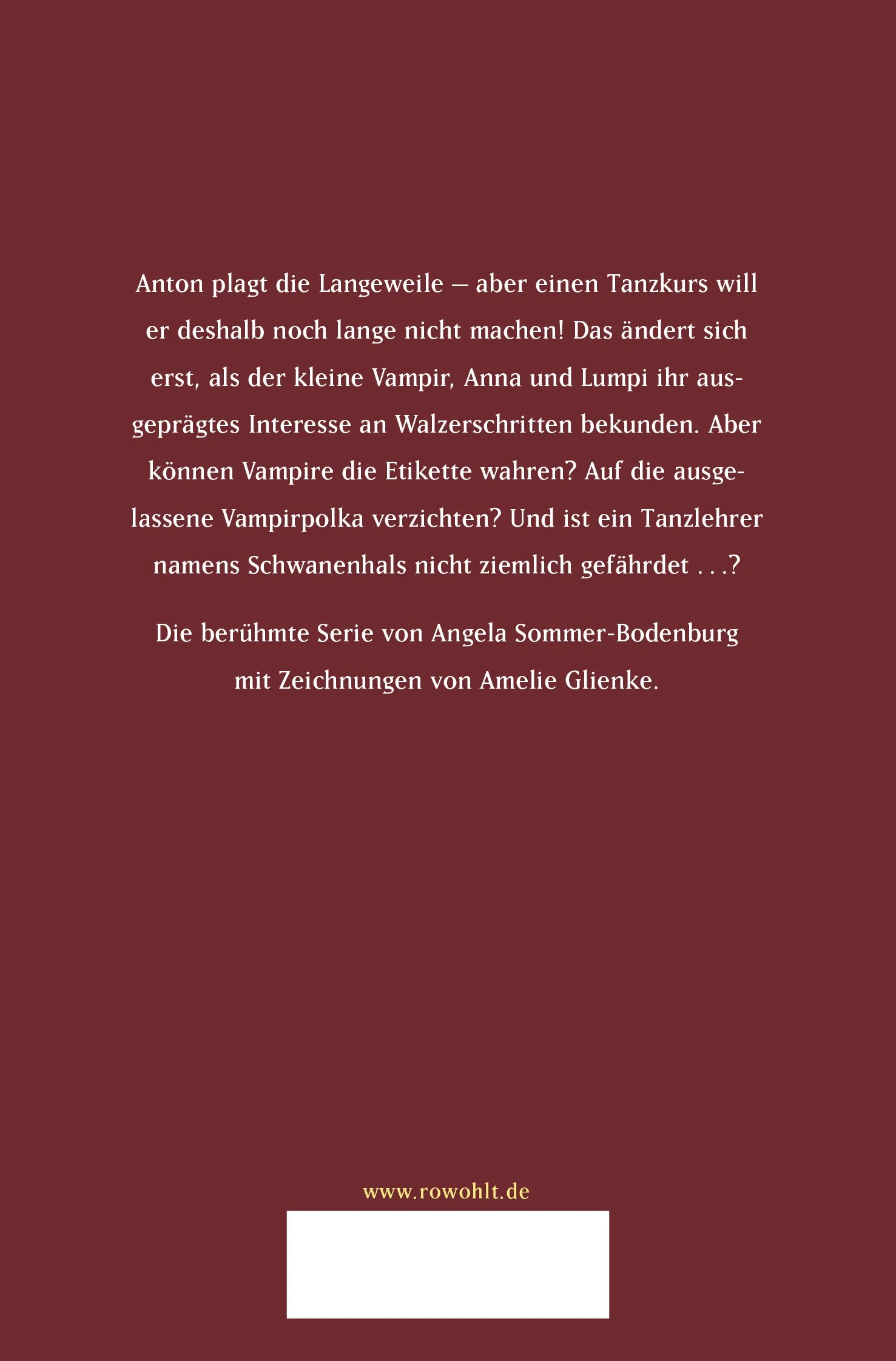 Buchrückseite von 'Der kleine Vampir und die Tanzstunde' mit Klappentext - Taschenbuch