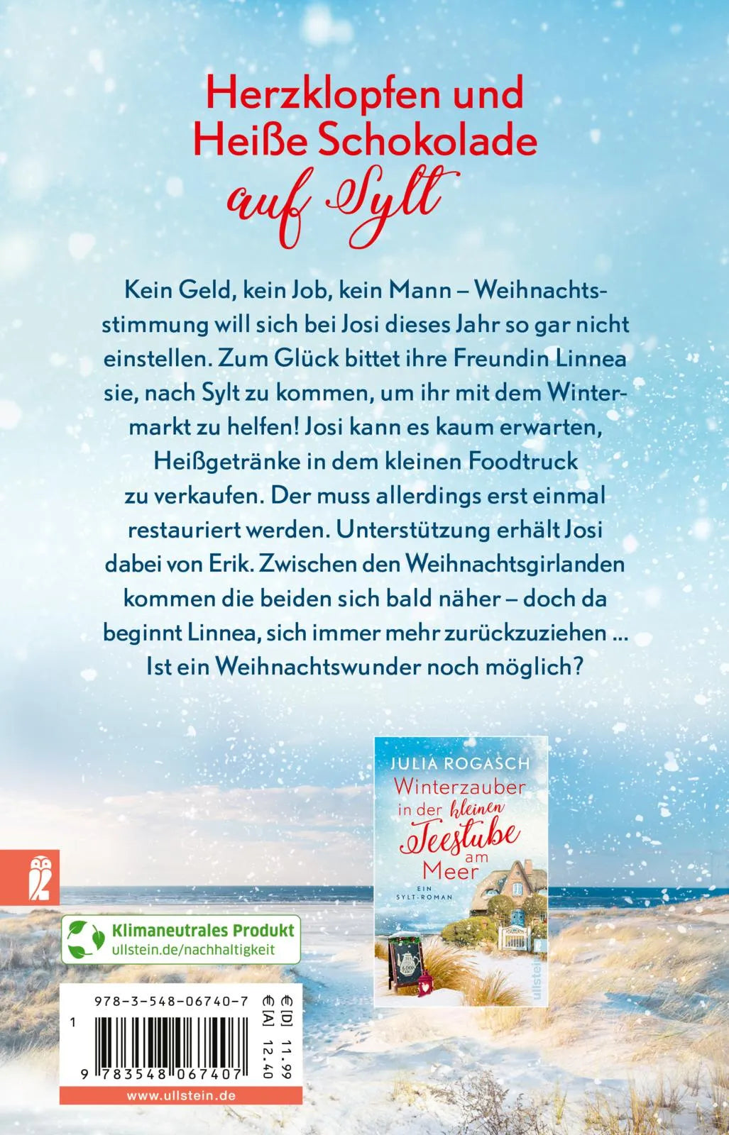Buchrückseite von 'Der kleine Wintermarkt am Meer' mit Klappentext - Taschenbuch