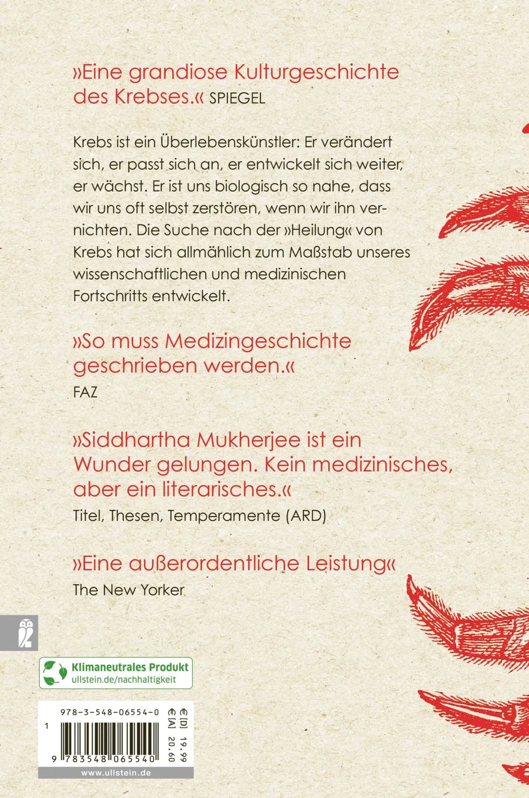 Buchrückseite von 'Der König aller Krankheiten' mit Klappentext - Taschenbuch