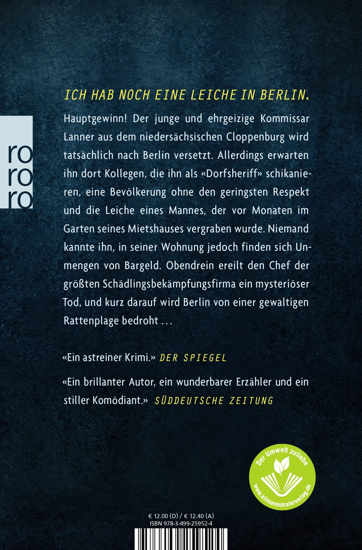 Buchrückseite von 'Der König von Berlin' mit Klappentext - Taschenbuch