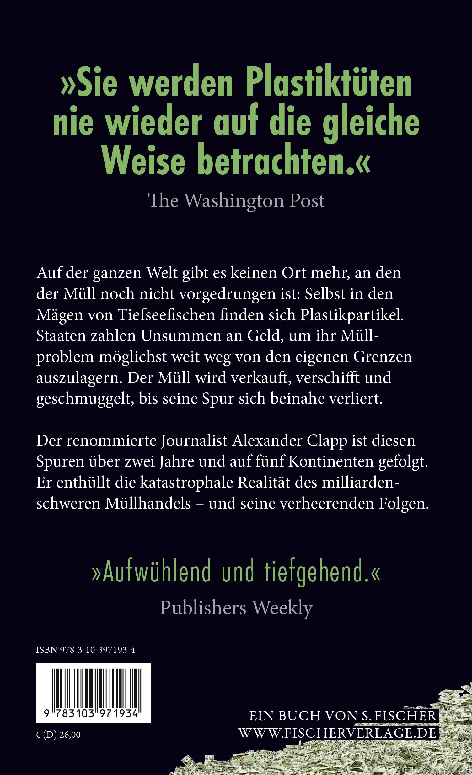 Buchrückseite von 'Der Krieg um unseren Müll' mit Klappentext - Gebundene Ausgabe