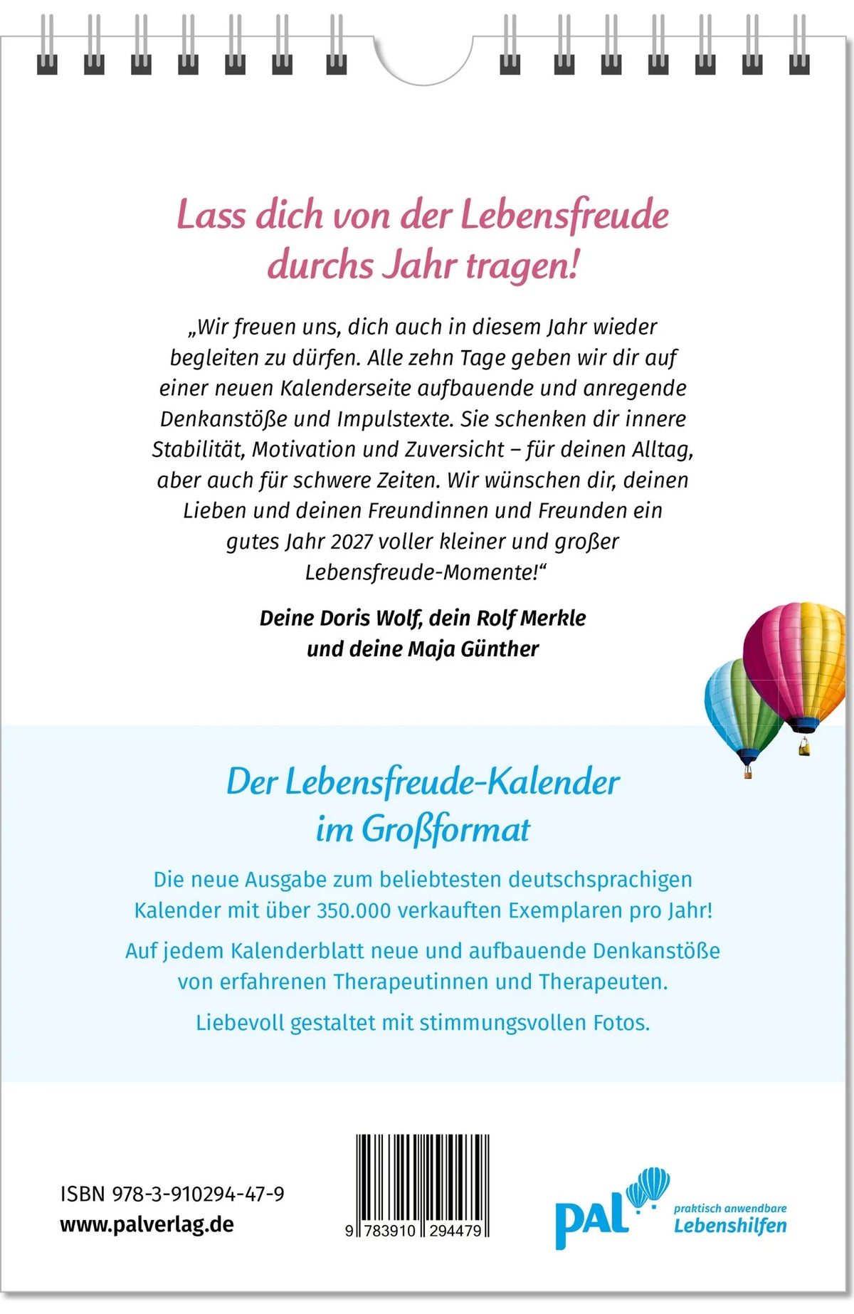 Der Lebensfreude-Kalender 2027 im Großformat – Ansicht