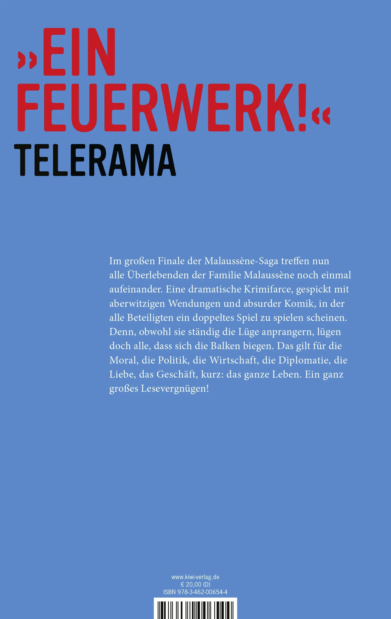 Buchrückseite von 'Der letzte Malaussène' mit Klappentext - Paperback