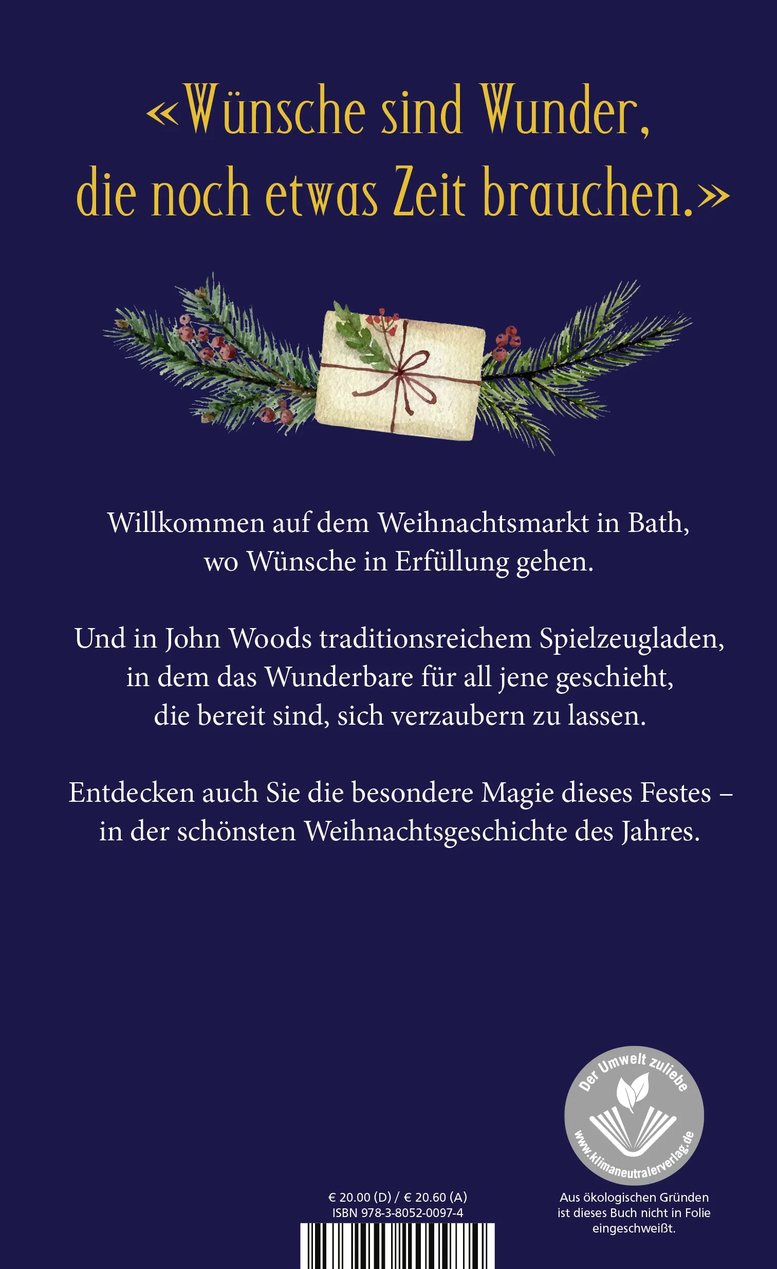 Buchrückseite von 'Der Markt der Wünsche' mit Klappentext - Gebundene Ausgabe