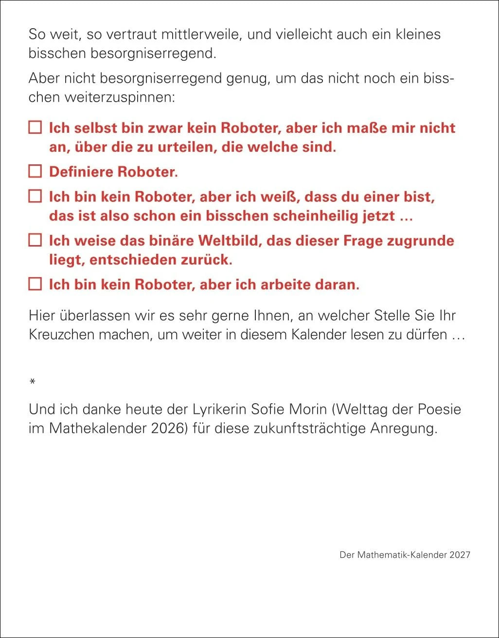 Der Mathematik-Kalender Tagesabreißkalender 2027 - Nachts teile ich heimlich durch Null – Ansicht