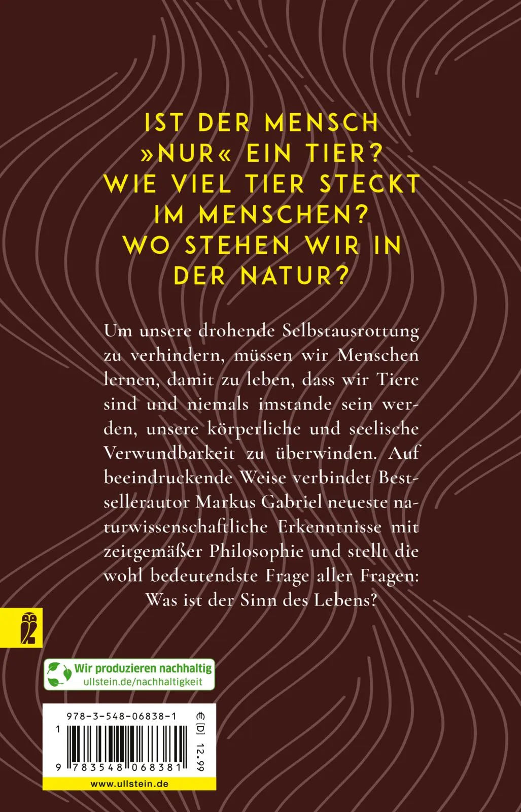 Buchrückseite von 'Der Mensch als Tier' mit Klappentext - Taschenbuch