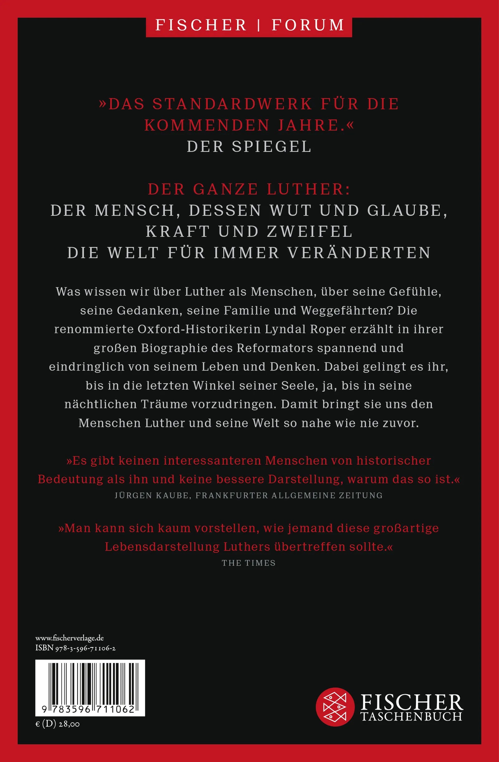 Buchrückseite von 'Der Mensch Martin Luther' mit Klappentext - Paperback