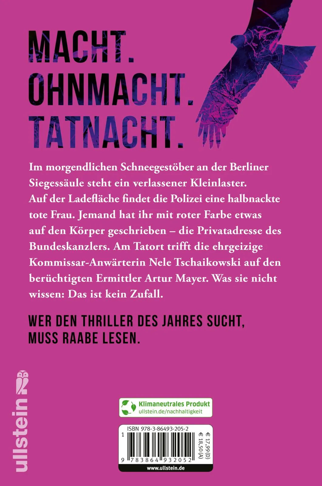Buchrückseite von 'Der Morgen' mit Klappentext - Paperback