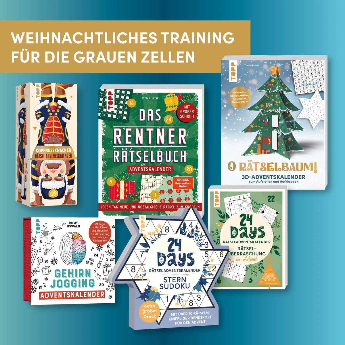 Der neue Kopfnussknacker – Rätsel-Adventskalender (blaue Edition – 2026) – Ansicht