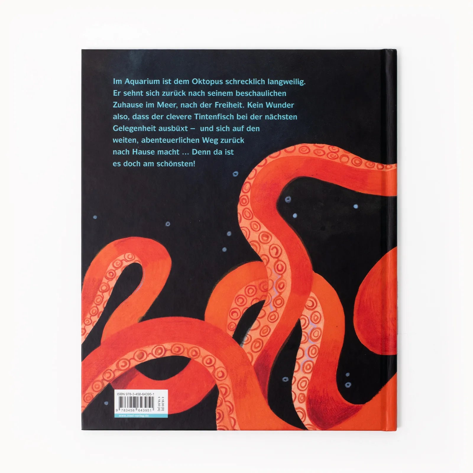 Buchrückseite von 'Der Oktopus haut ab' mit Klappentext - Gebundene Ausgabe