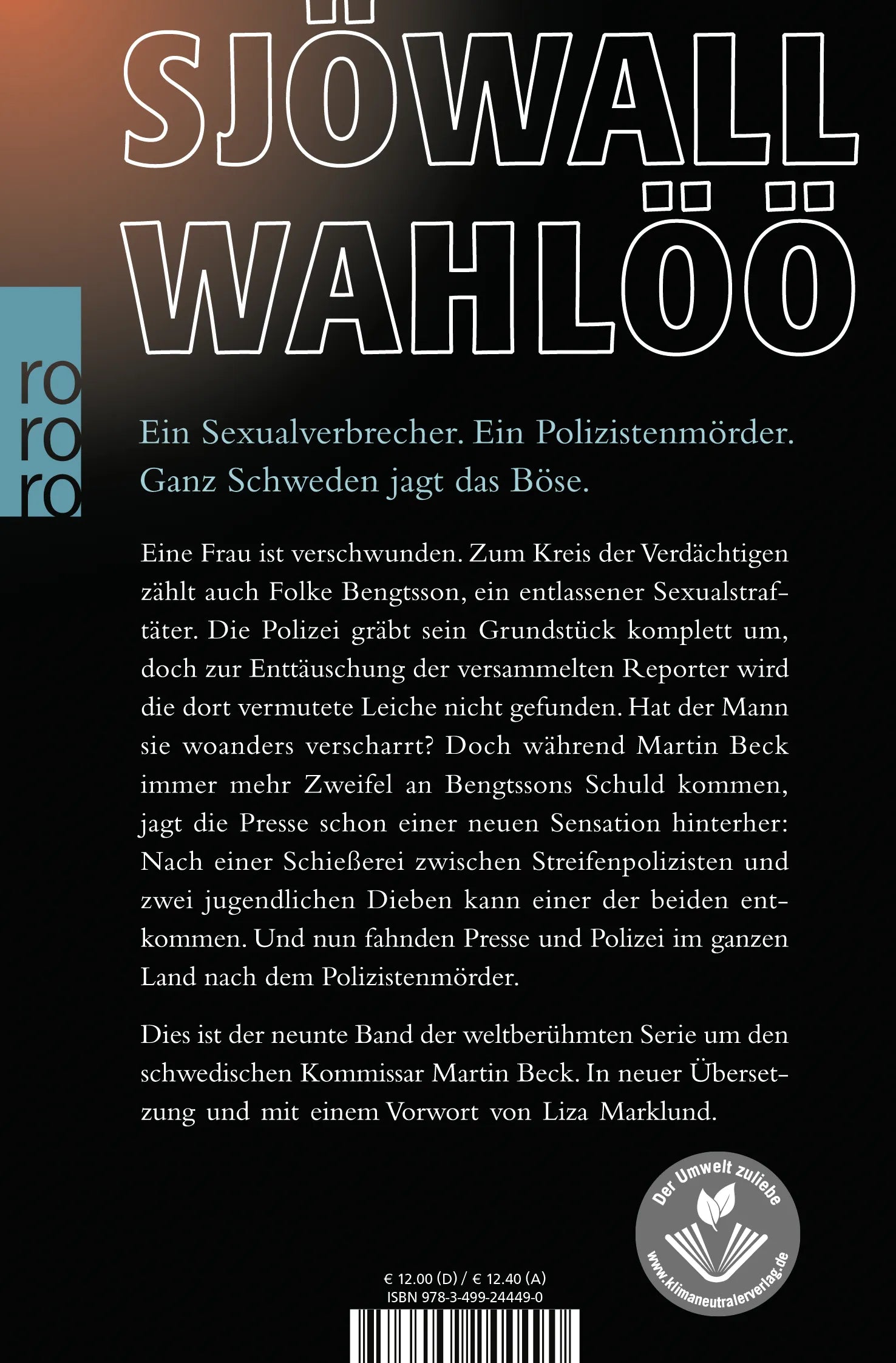 Buchrückseite von 'Der Polizistenmörder: Ein Kommissar-Beck-Roman' mit Klappentext - Taschenbuch