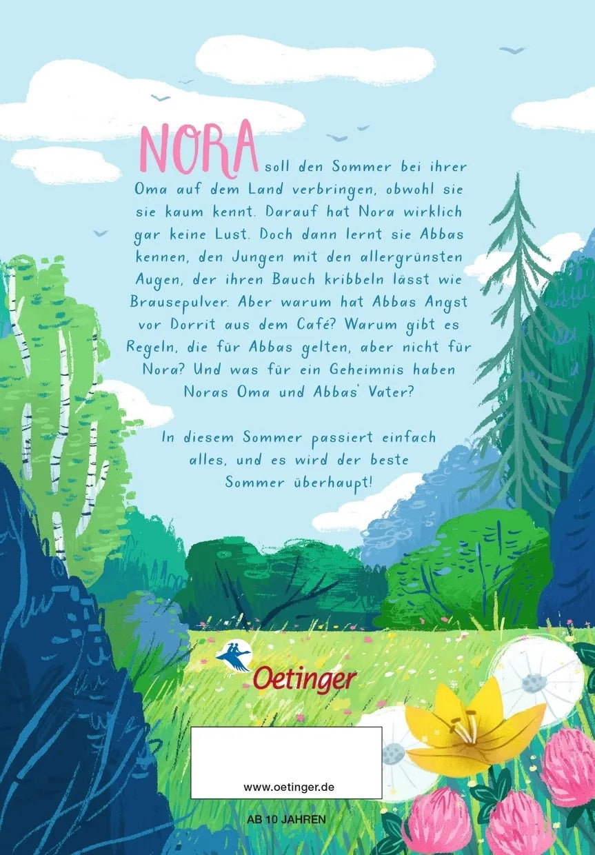 Buchrückseite von 'Der Sommer, in dem einfach alles passiert ist' mit Klappentext - Gebundene Ausgabe