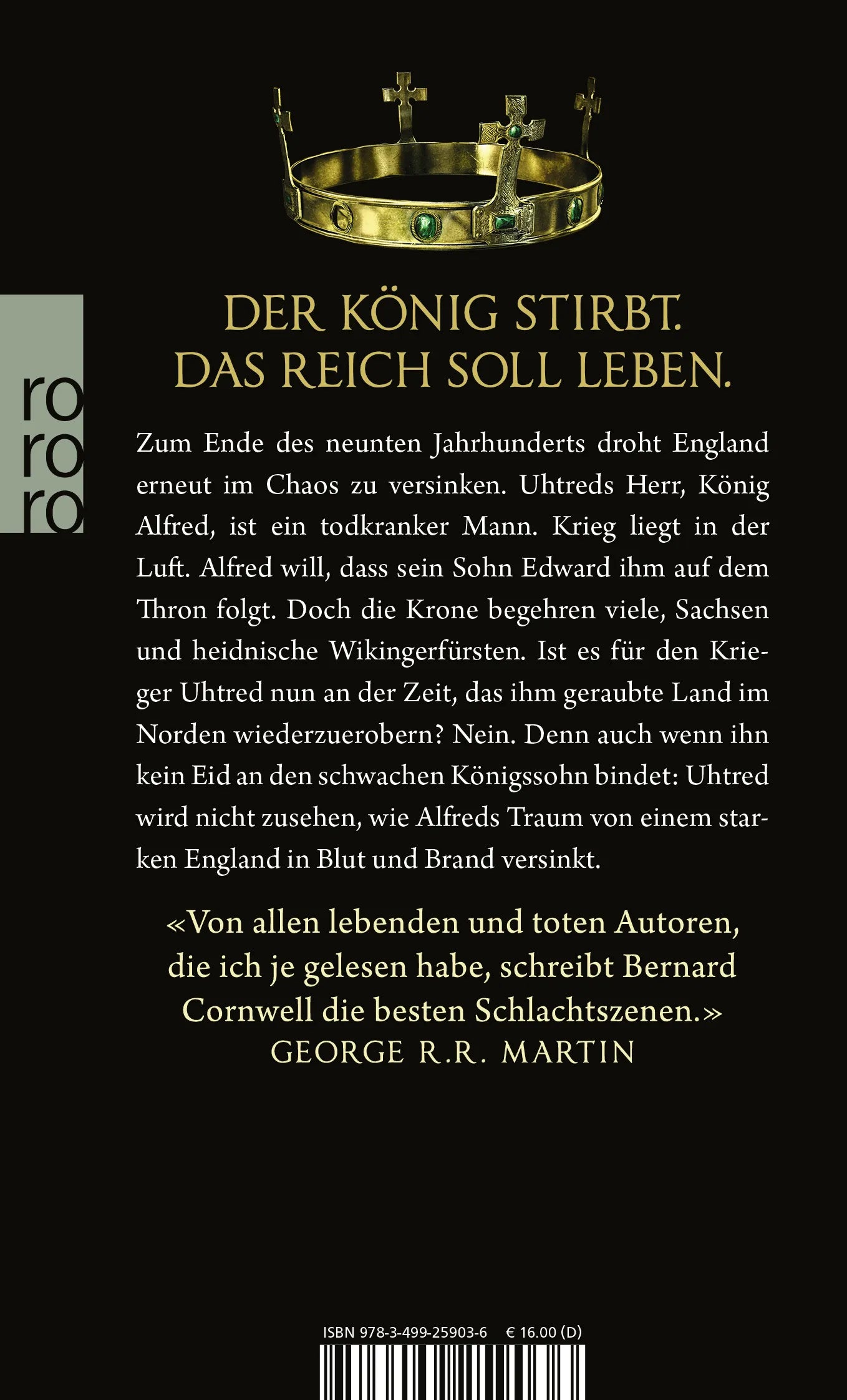 Buchrückseite von 'Der sterbende König' mit Klappentext - Taschenbuch