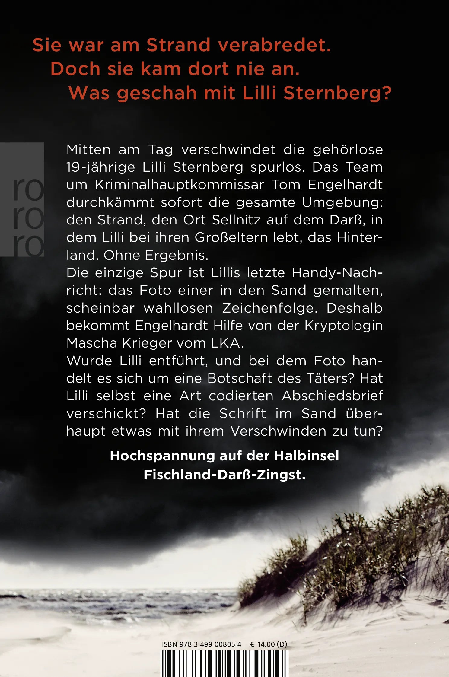 Buchrückseite von 'Der Strand: Vermisst' mit Klappentext - Taschenbuch