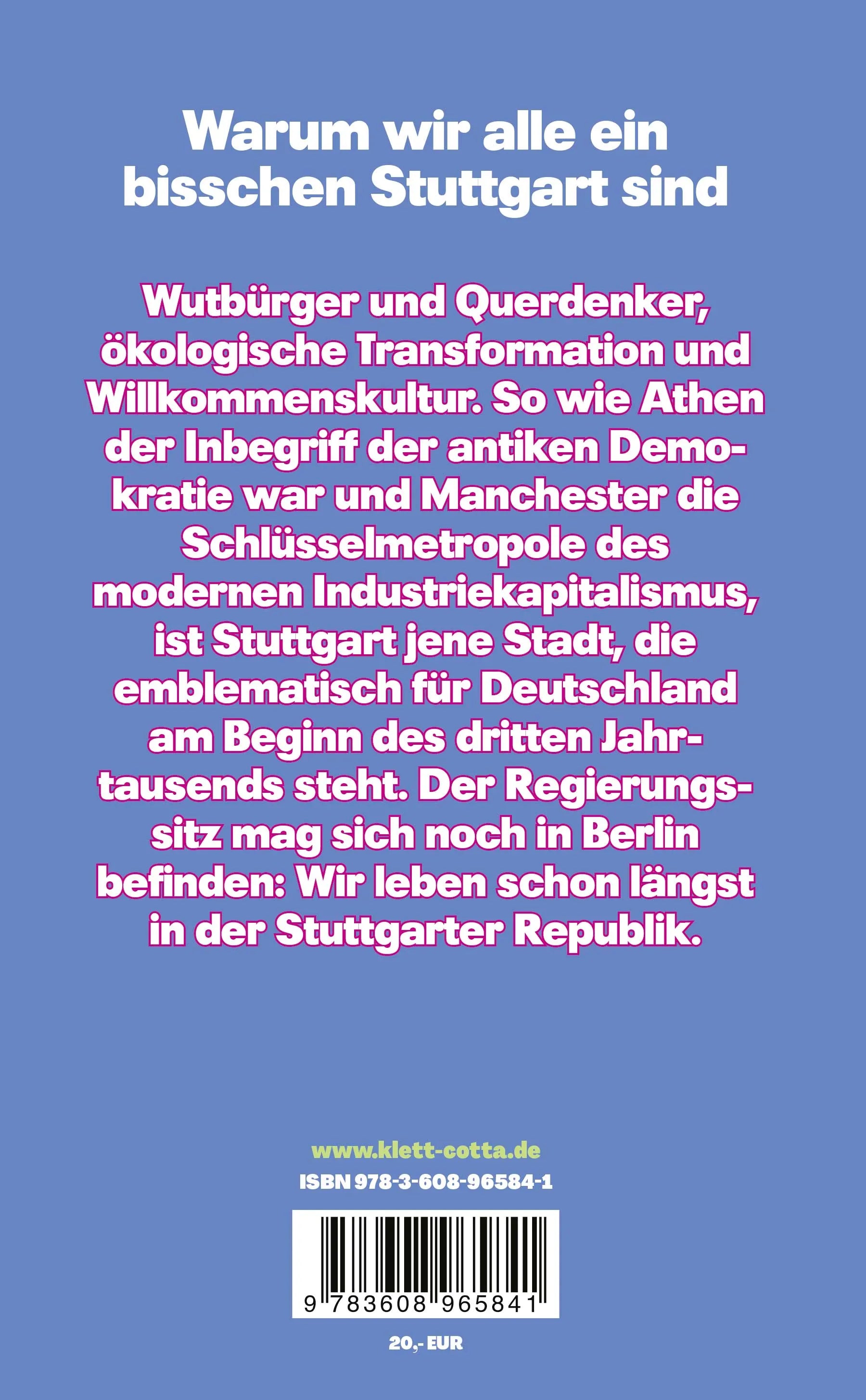 Buchrückseite von 'Der Stuttgart-Komplex' mit Klappentext - Gebundene Ausgabe
