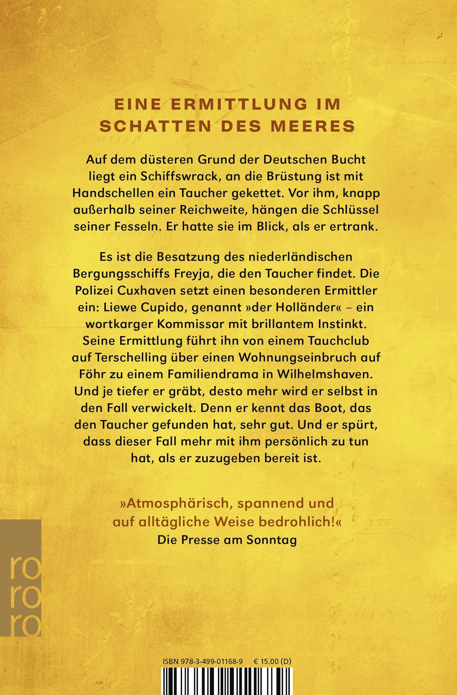 Buchrückseite von 'Der Taucher' mit Klappentext - Taschenbuch