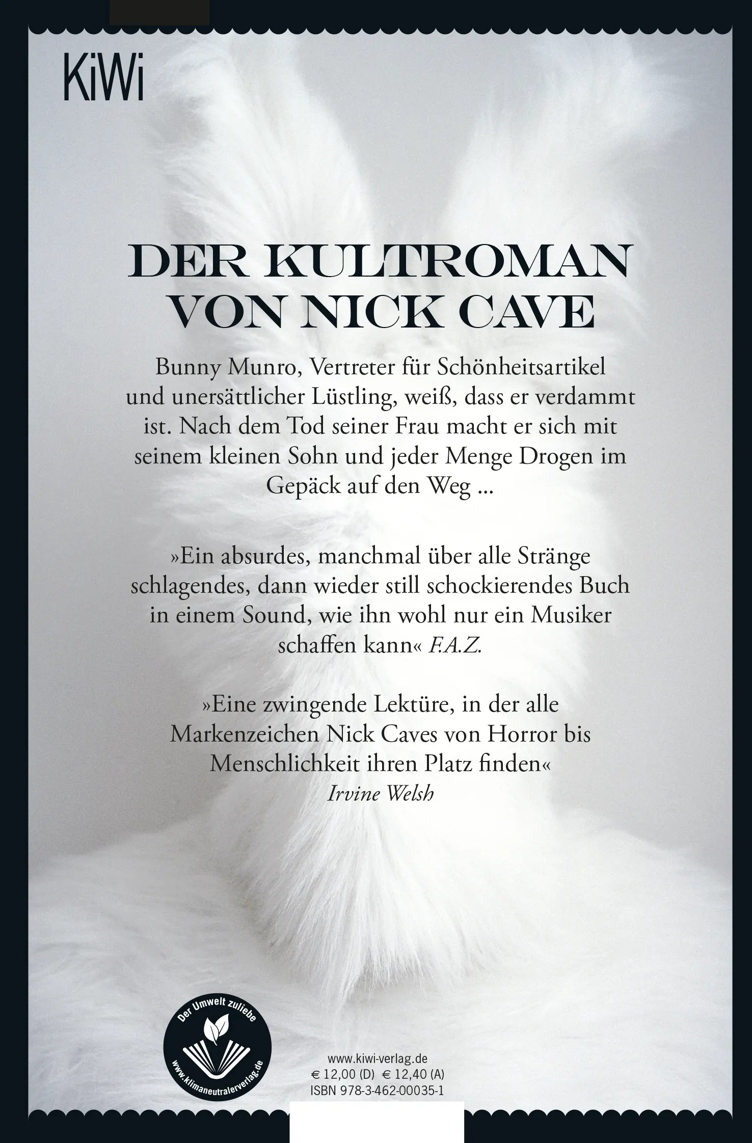Buchrückseite von 'Der Tod des Bunny Munro' mit Klappentext - Taschenbuch