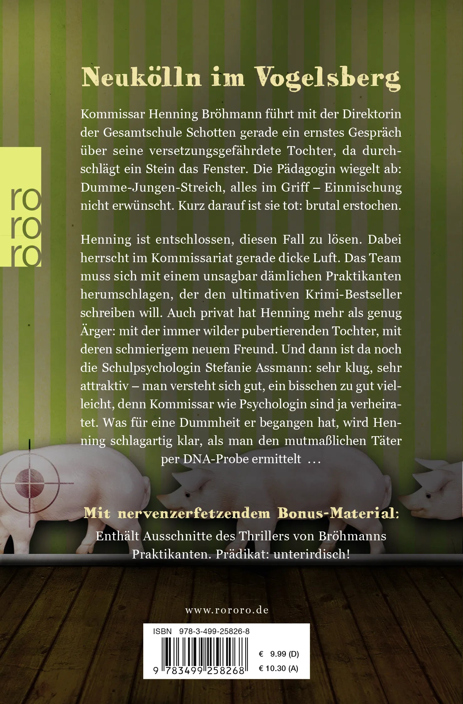 Buchrückseite von 'Der Tod macht Schule' mit Klappentext - Taschenbuch