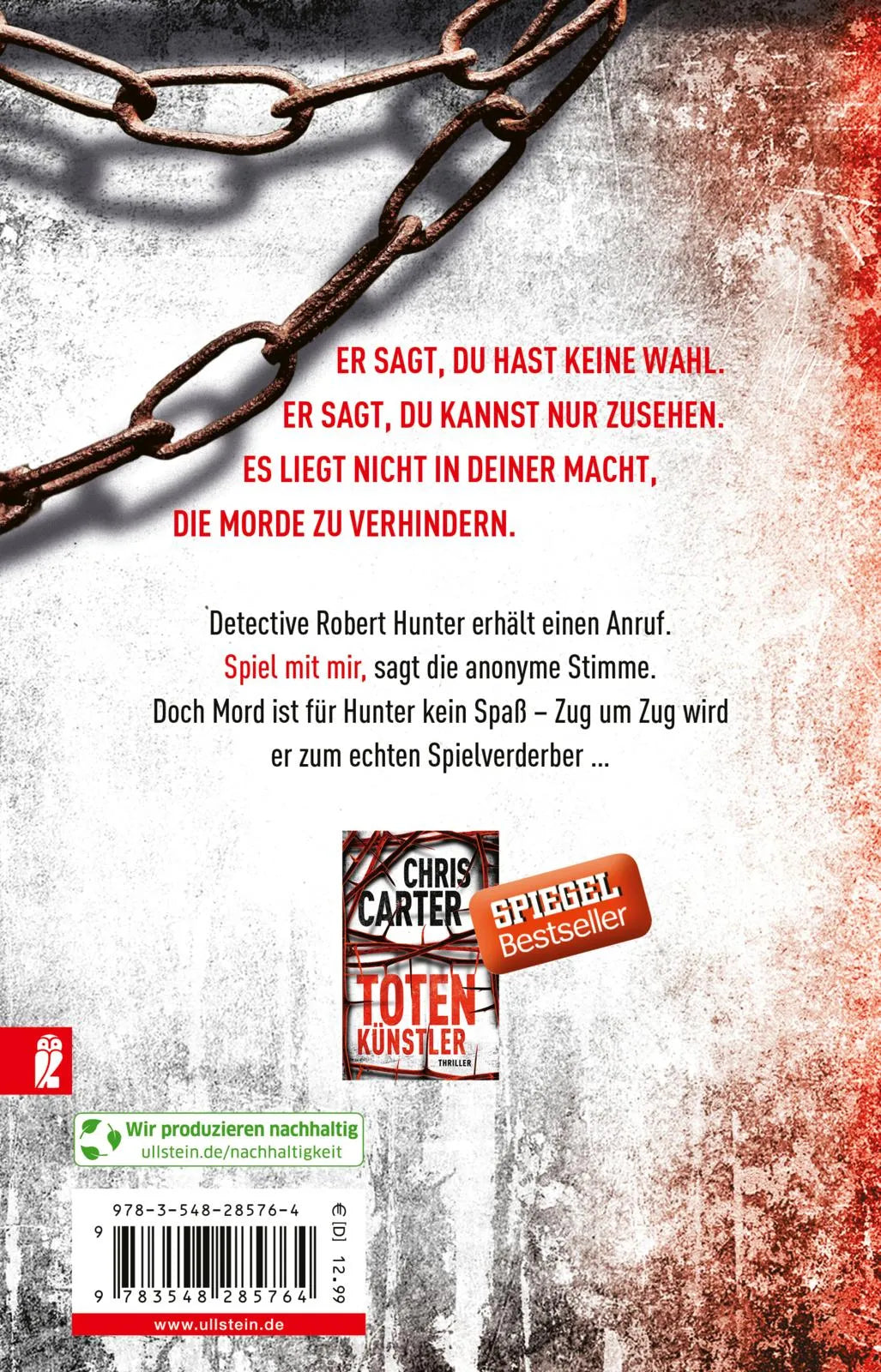 Buchrückseite von 'Der Totschläger' mit Klappentext - Taschenbuch