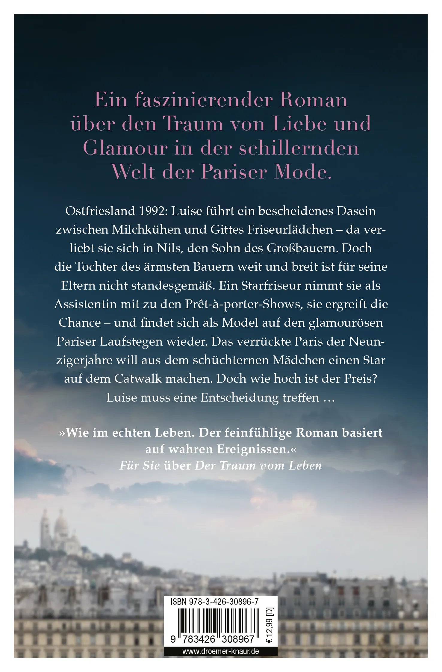 Buchrückseite von 'Der Traum vom Leben' mit Klappentext - Taschenbuch