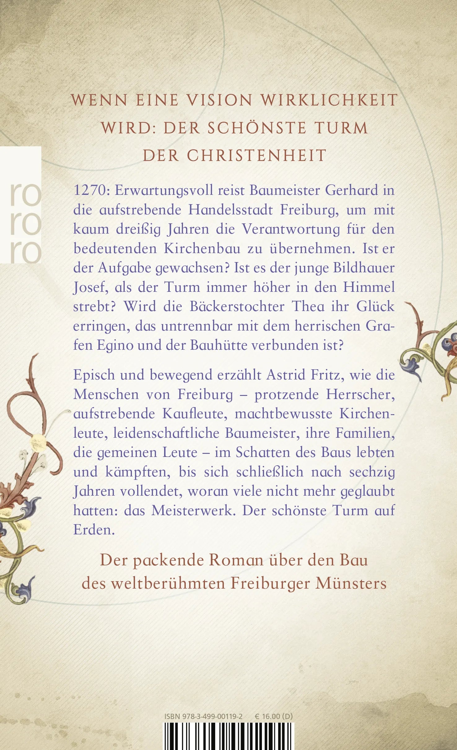 Buchrückseite von 'Der Turm aus Licht' mit Klappentext - Taschenbuch