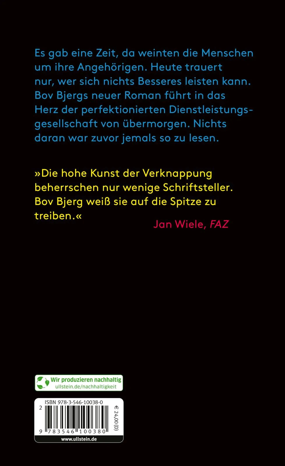 Buchrückseite von 'Der Vorweiner' mit Klappentext - Gebundene Ausgabe