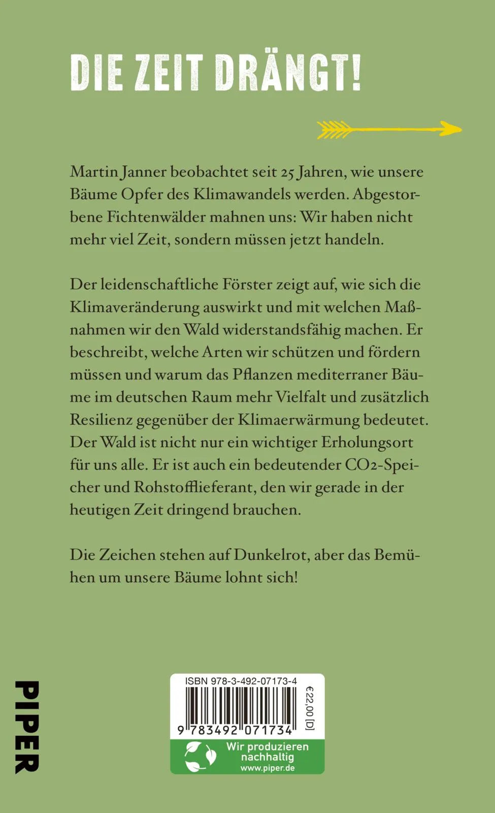 Buchrückseite von 'Der Wald der Zukunft' mit Klappentext - Gebundene Ausgabe