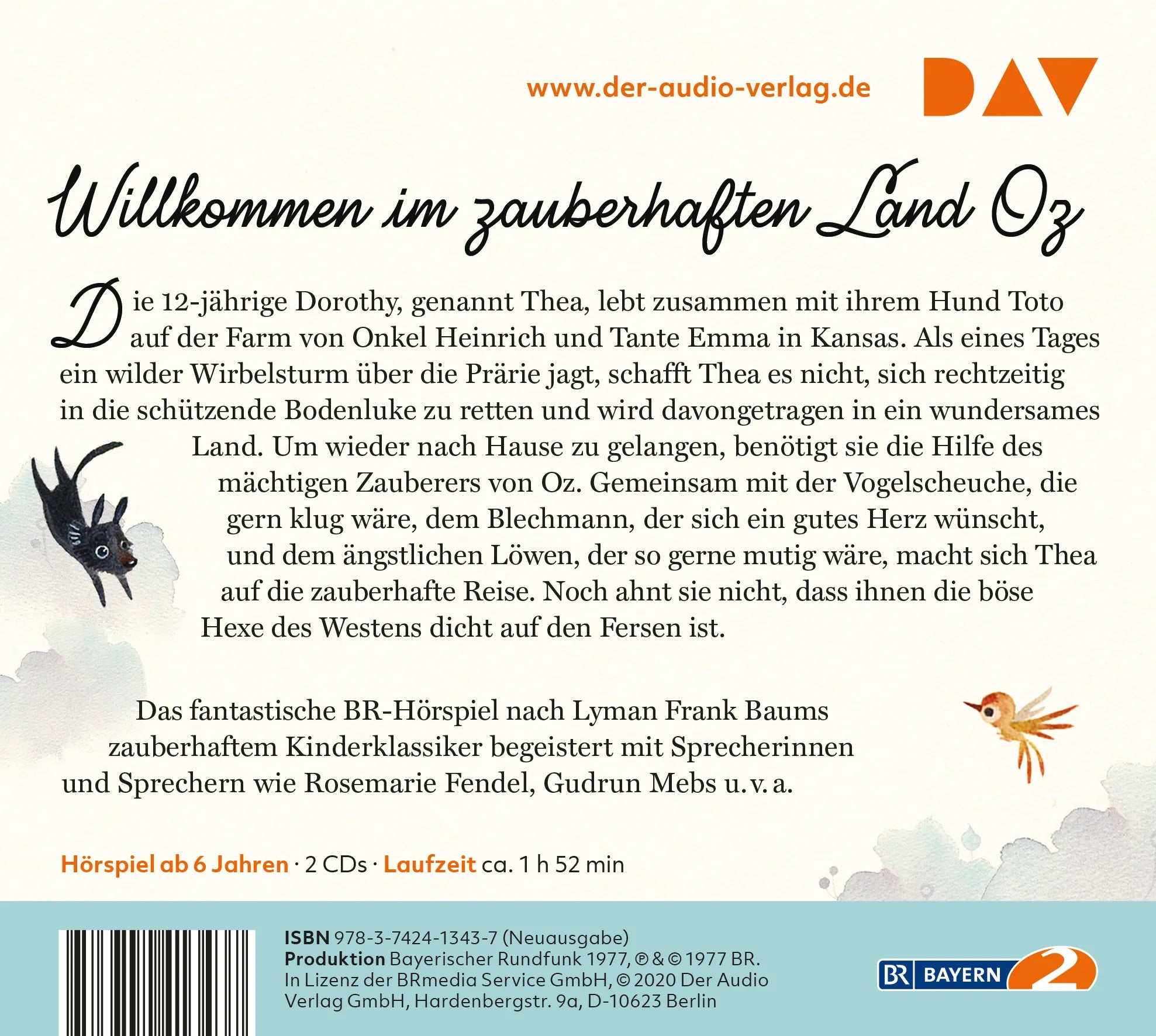 Buchrückseite von 'Der Zauberer von Oz' mit Klappentext - Hörbuch (CD)