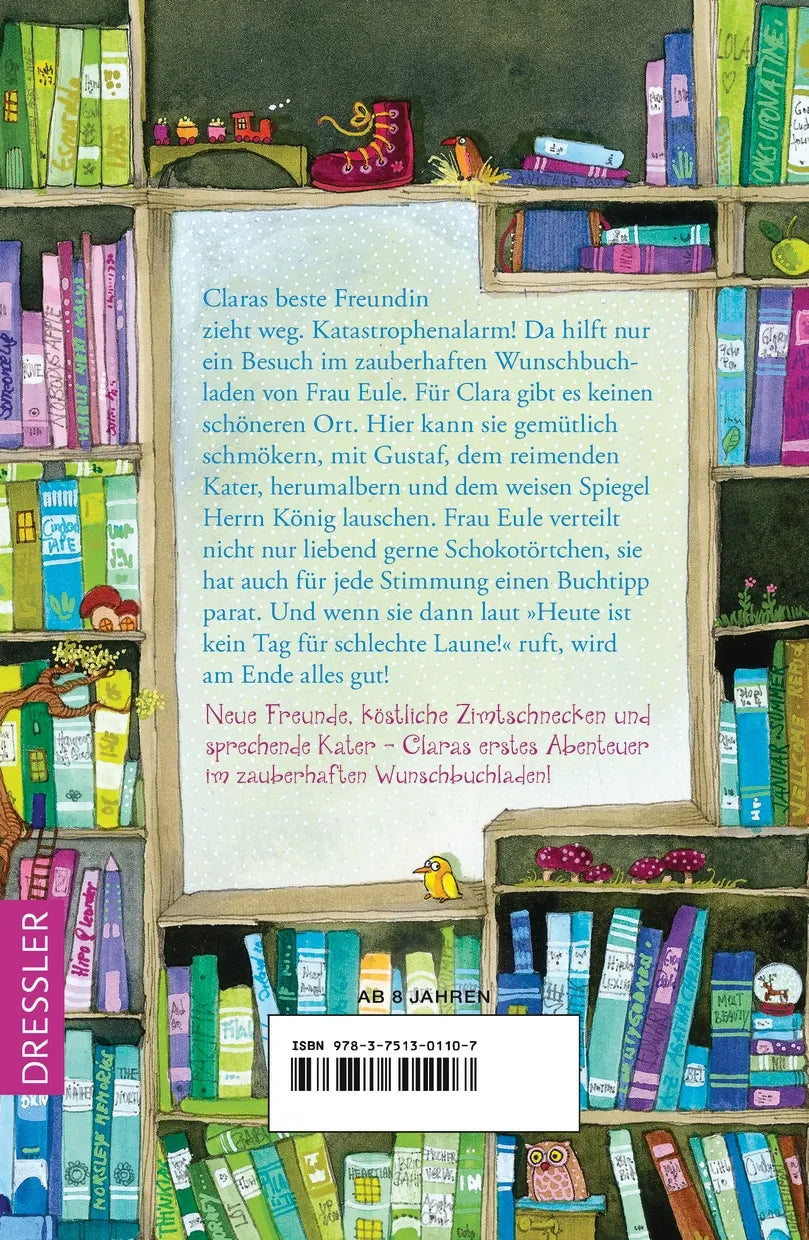 Buchrückseite von 'Der zauberhafte Wunschbuchladen 1' mit Klappentext - Taschenbuch