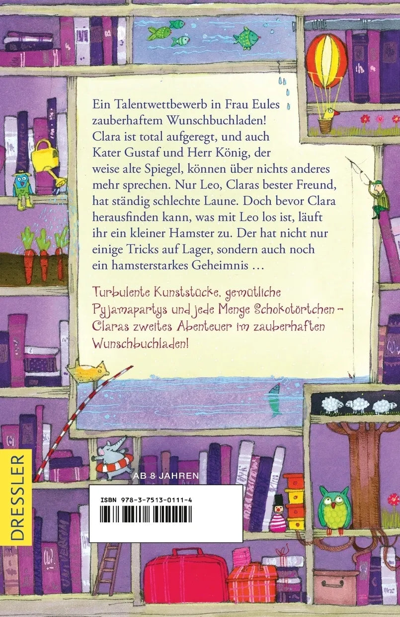 Buchrückseite von 'Der zauberhafte Wunschbuchladen 2. Der hamsterstarke Harry' mit Klappentext - Taschenbuch