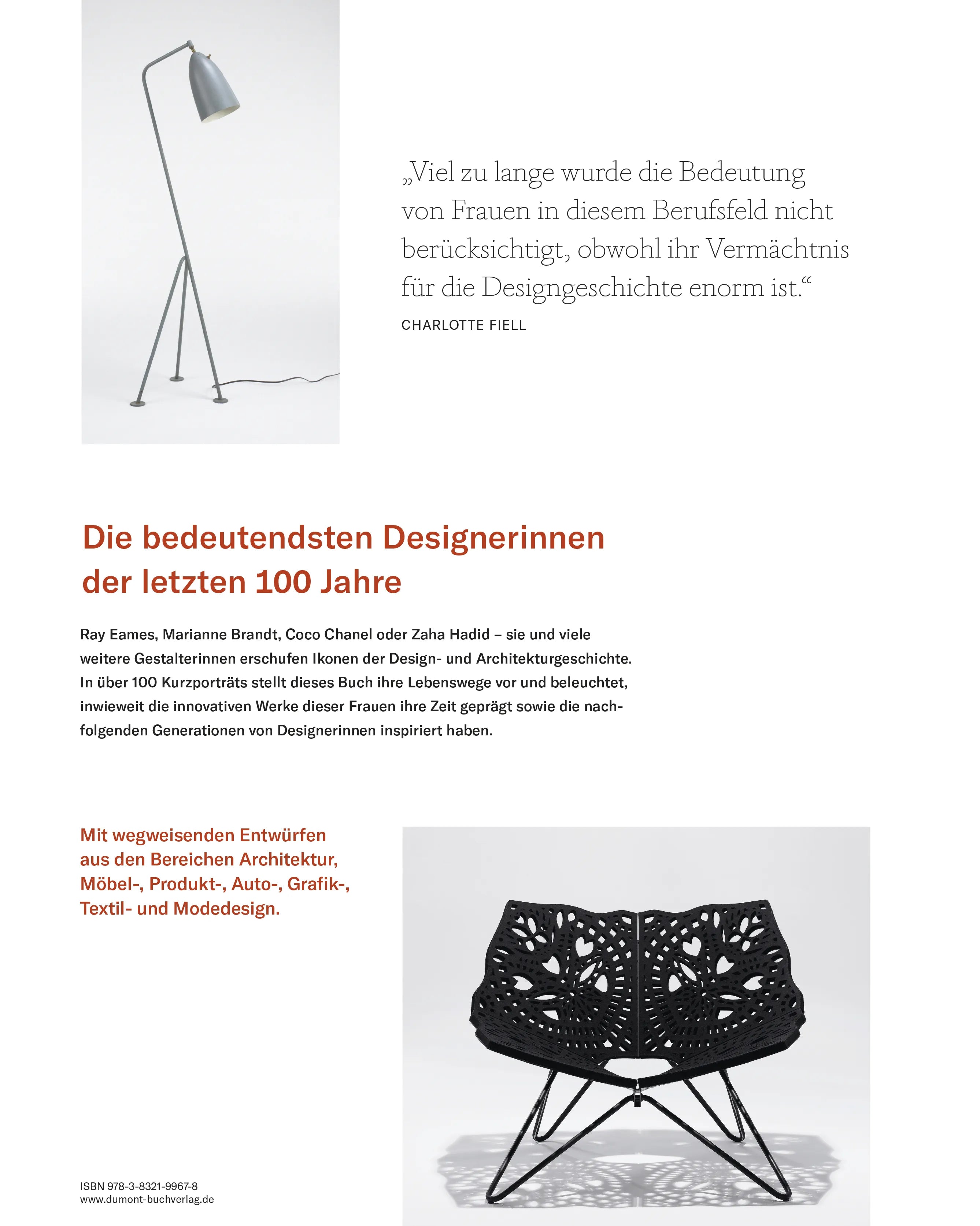 Buchrückseite von 'Design von Frauen' mit Klappentext - Gebundene Ausgabe