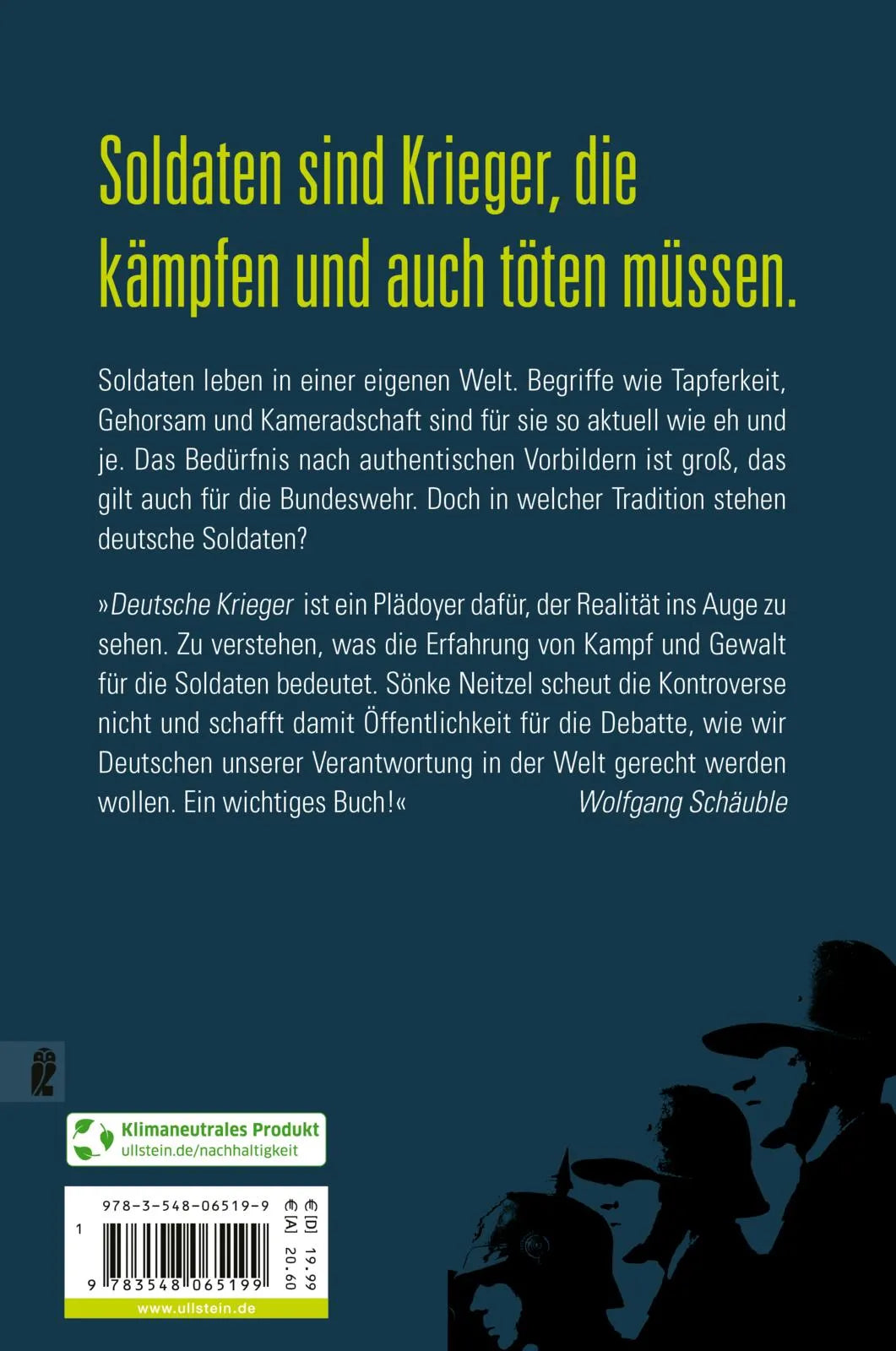Buchrückseite von 'Deutsche Krieger' mit Klappentext - Paperback