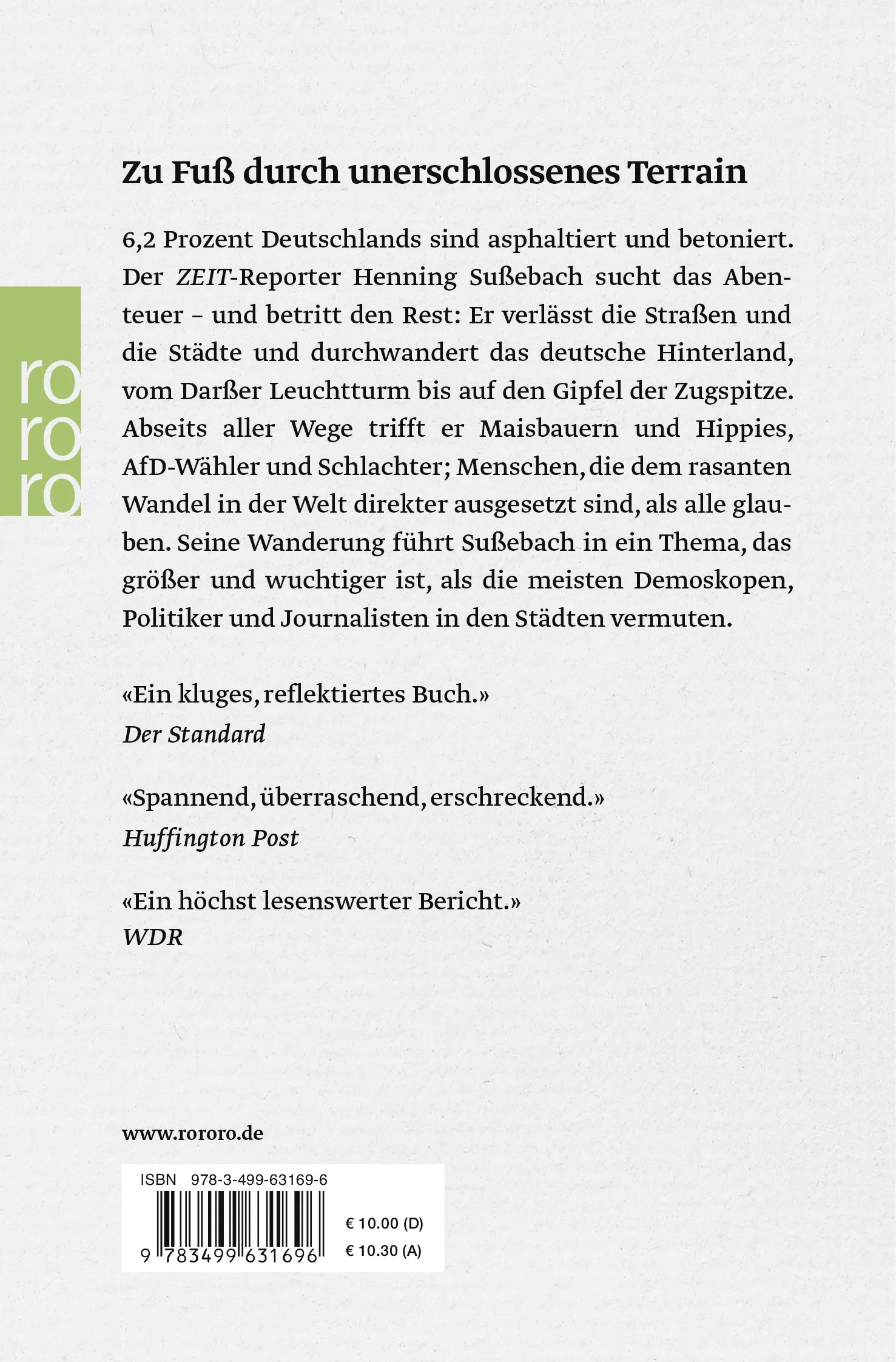 Buchrückseite von 'Deutschland ab vom Wege' mit Klappentext - Taschenbuch