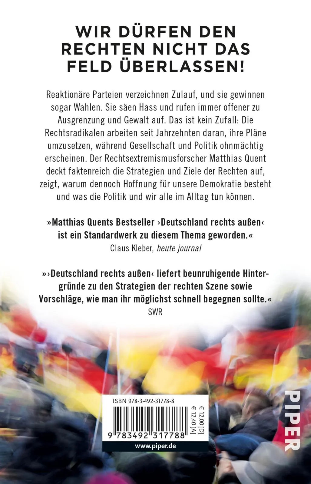 Buchrückseite von 'Deutschland rechts außen' mit Klappentext - Taschenbuch